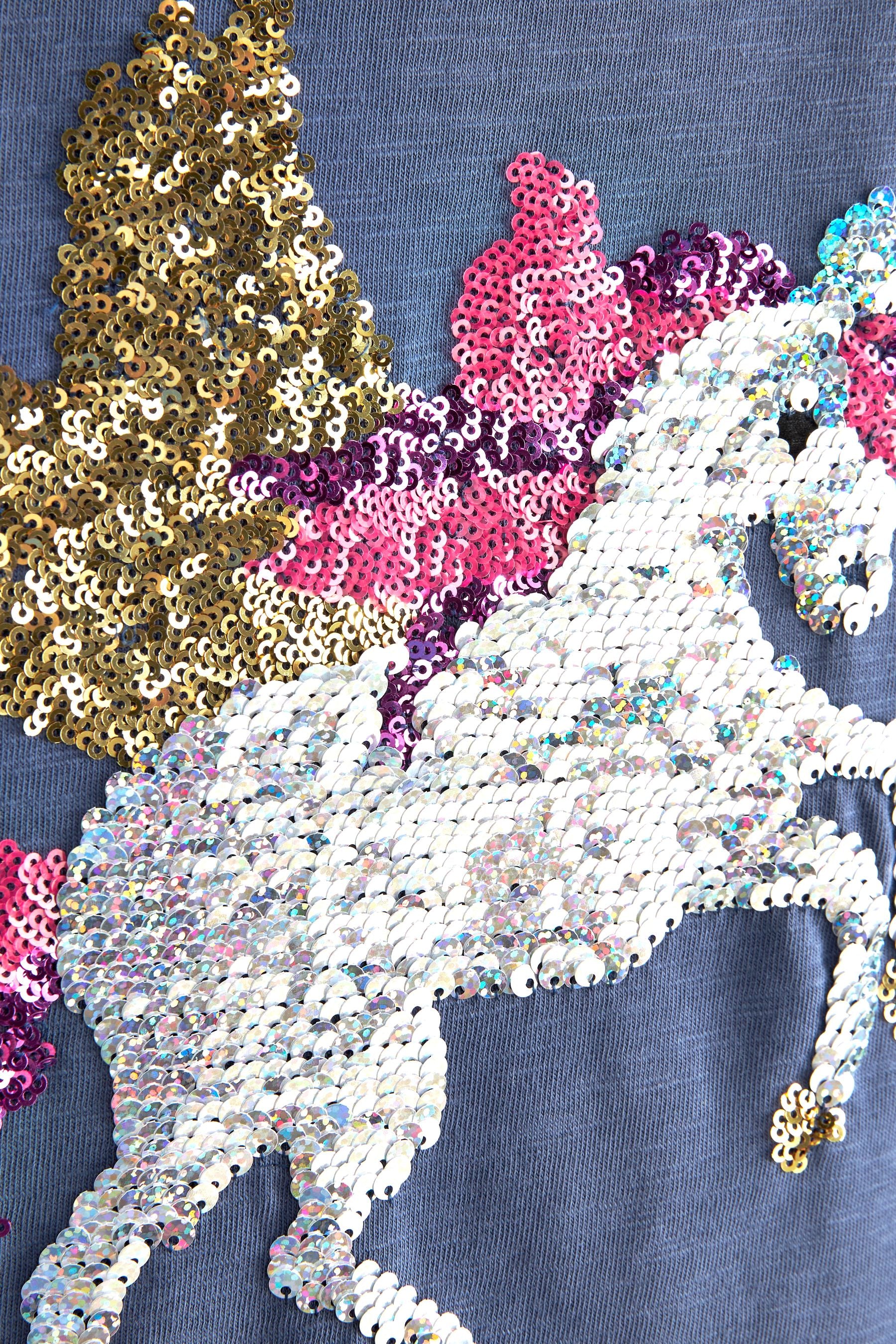 Blue Unicorn Sequin Short Sleeve T-Shirt (3-16yrs)