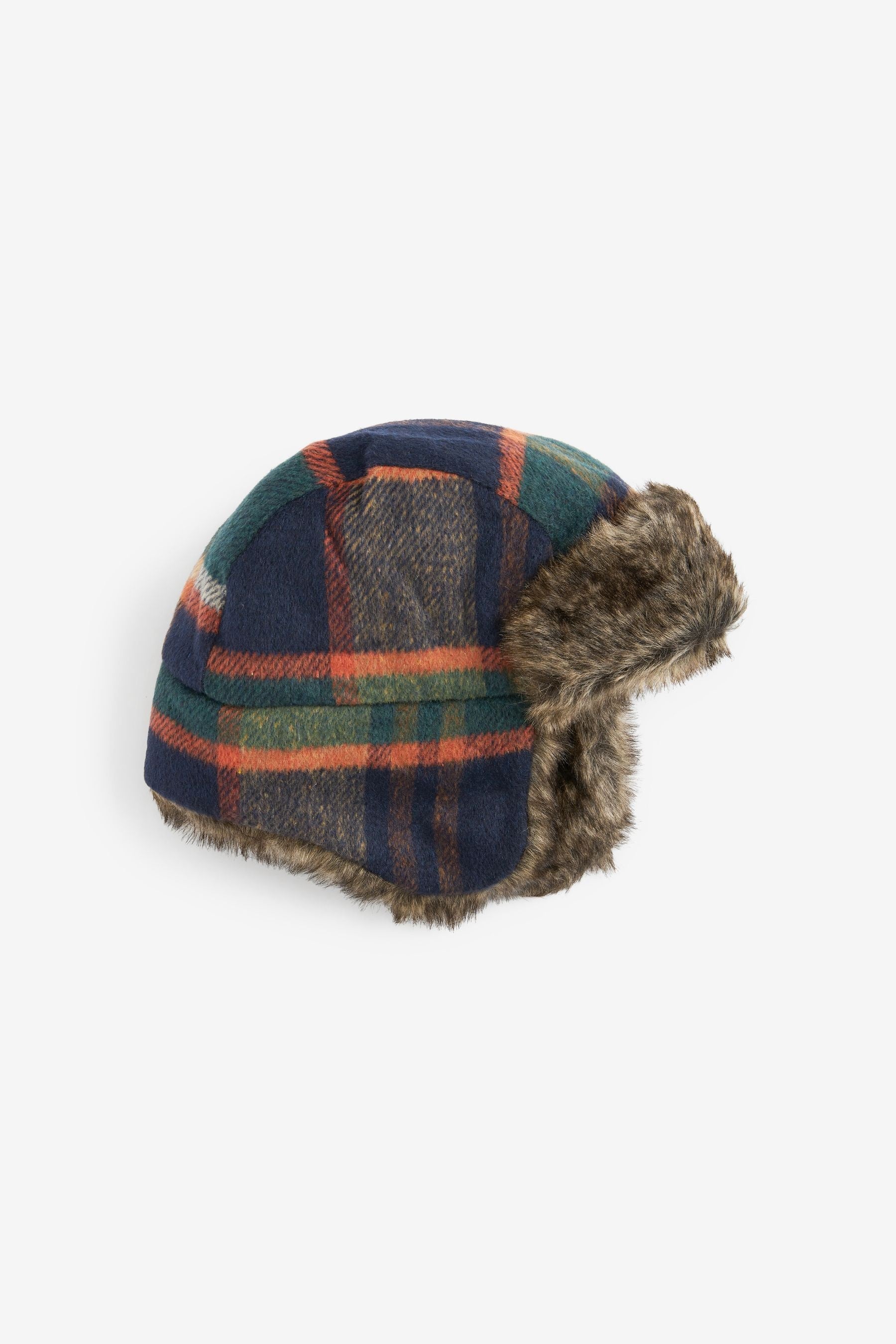 Orange Check Trapper Hat (3mths-13yrs)