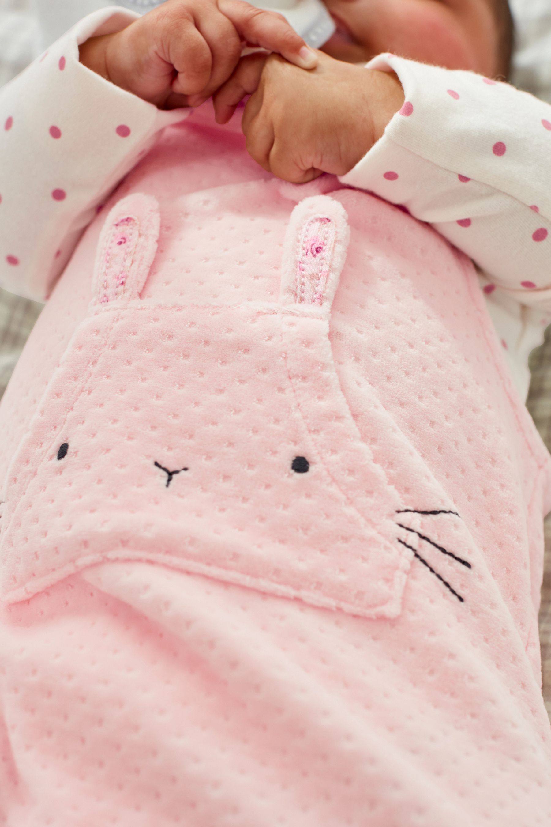 Baby Pink Character Bunny 2 Piece Velour Dungarees And Bodysuit Set (0mths-2yrs)