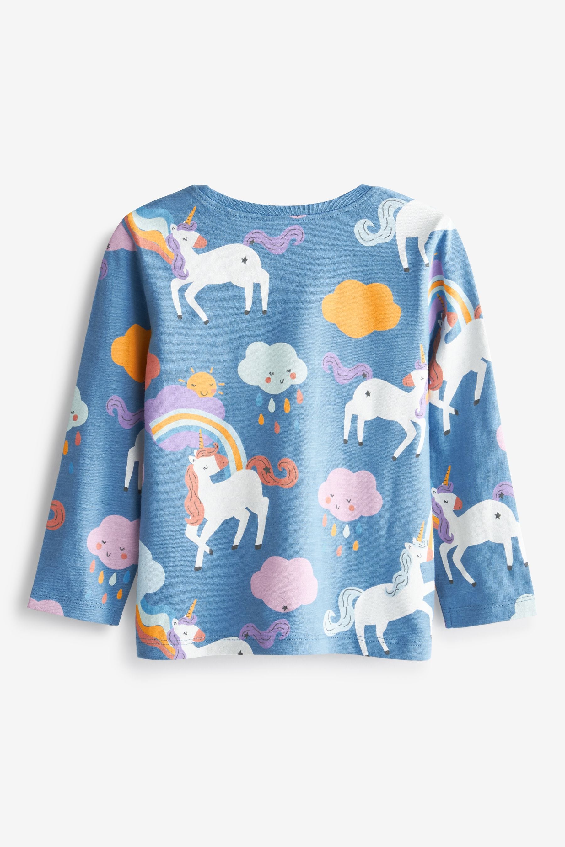 Blue Unicorn Long Sleeve Cotton T-Shirt (3mths-7yrs)