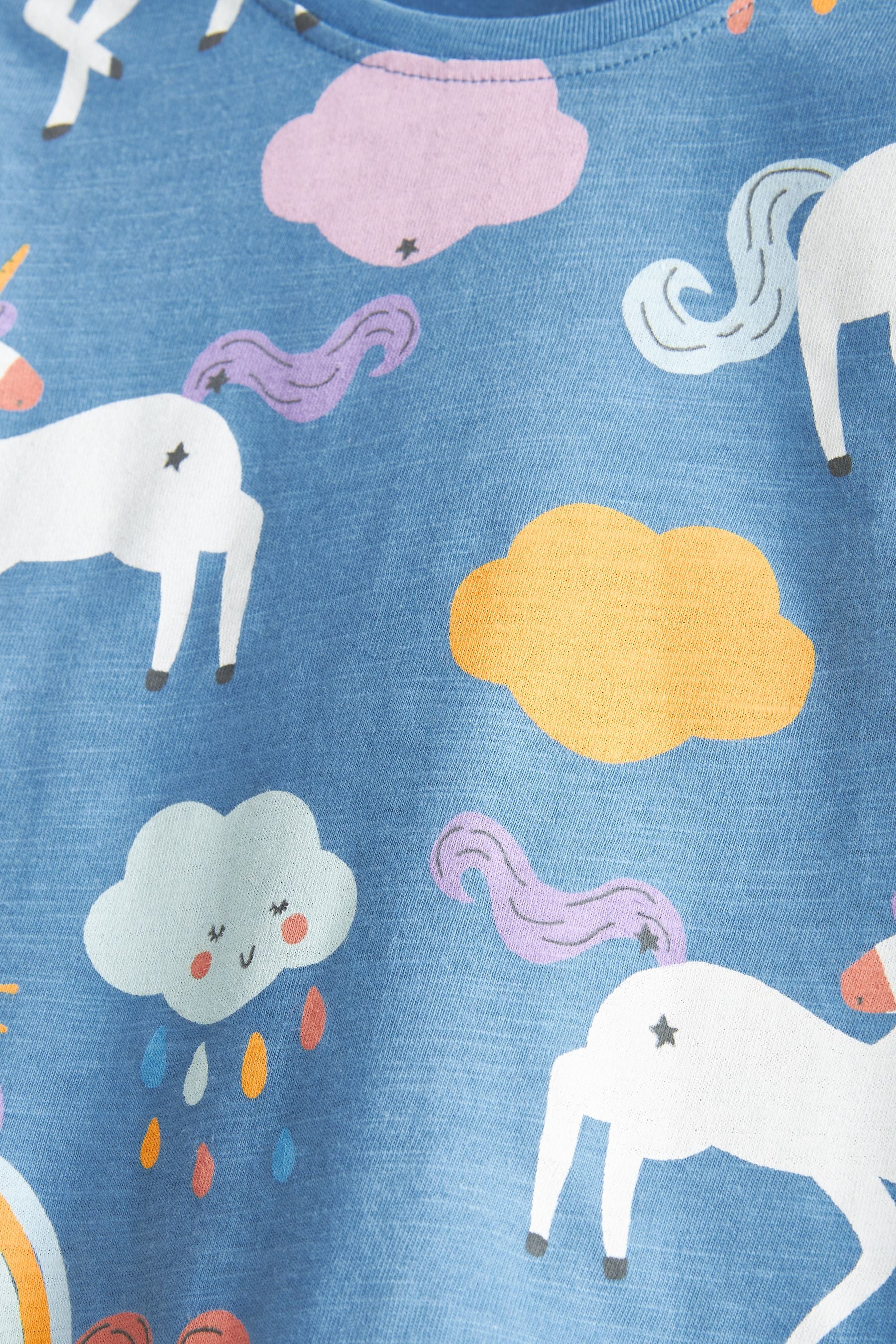 Blue Unicorn Long Sleeve Cotton T-Shirt (3mths-7yrs)