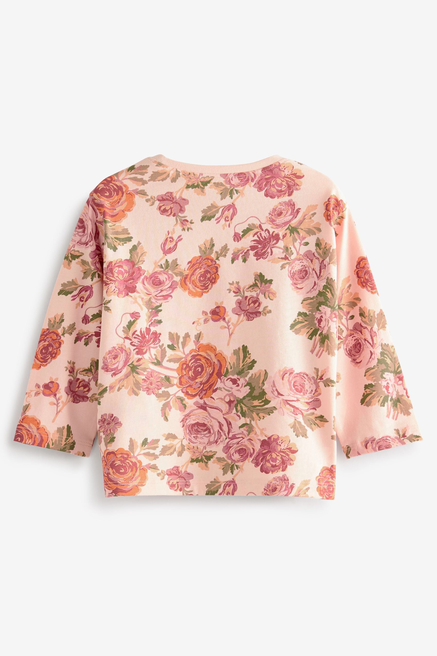 Pink/Cream Floral Long Sleeve Cotton T-Shirt (3mths-7yrs)