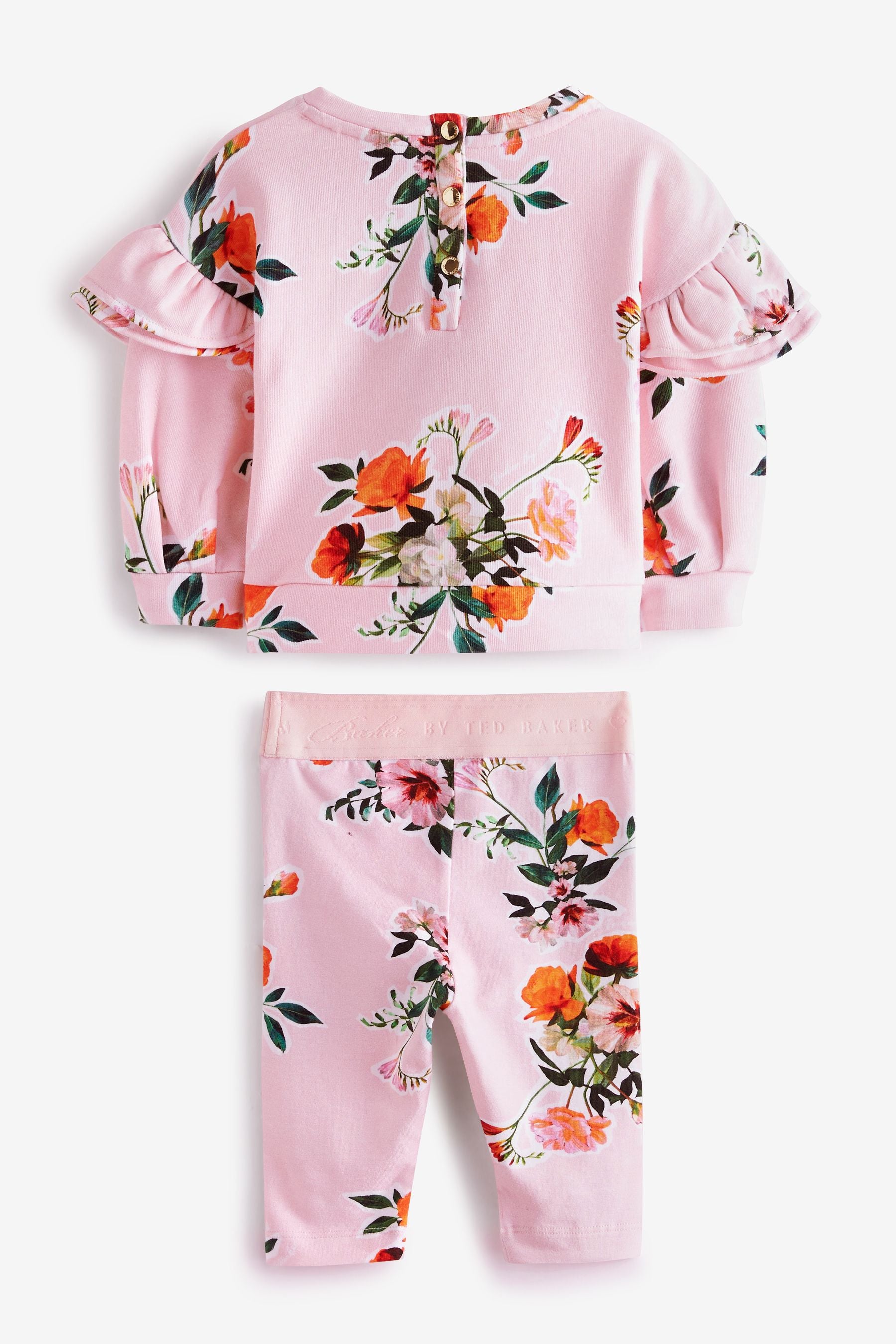 Pale Pink Baker by Ted Baker Pink Floral Frill Sleeve Set