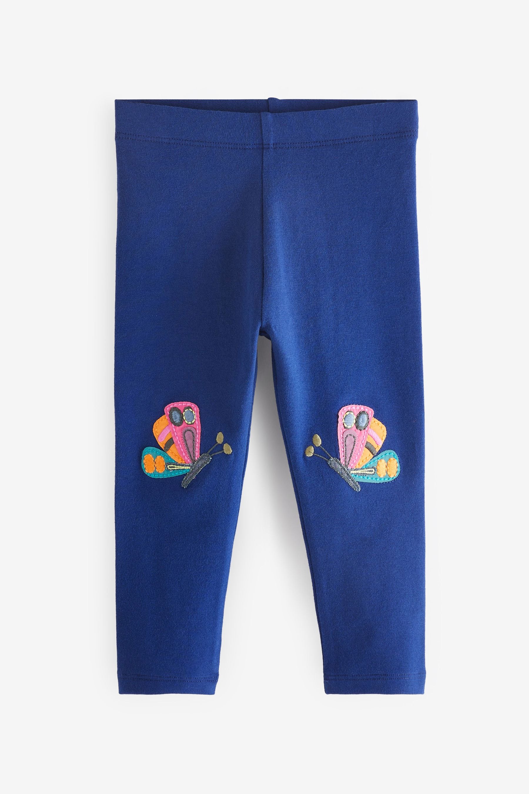 Navy Blue Butterfly Embroidered Leggings (3mths-7yrs)