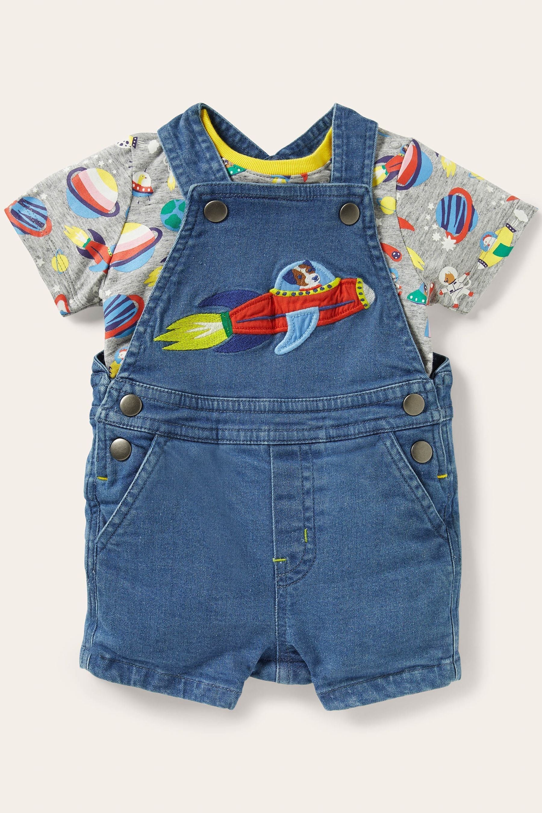 Boden Blue Appliqu Dungaree