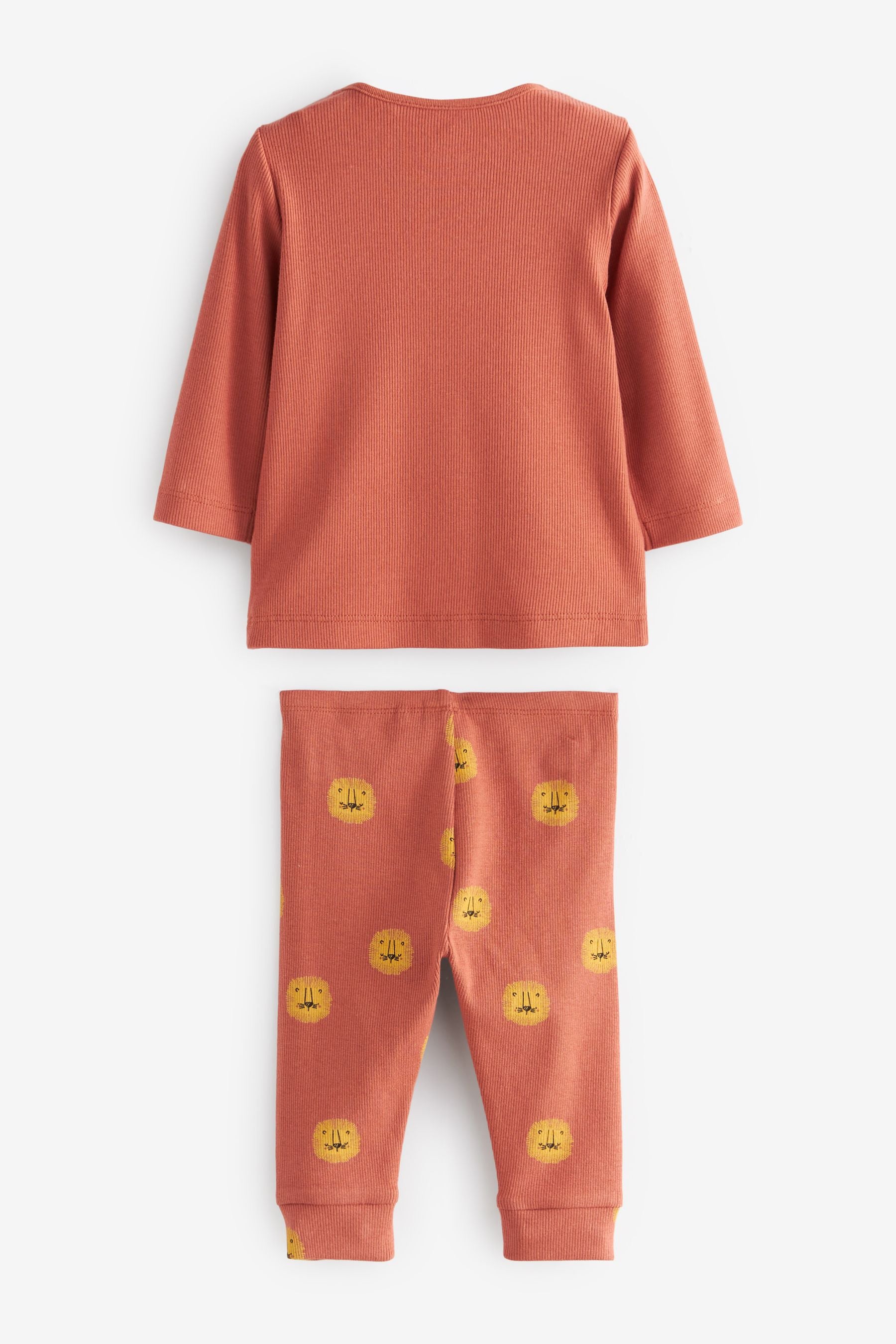 Orange/Ochre Yellow Safari Animals Baby T-Shirts And Leggings Set 6 Pack