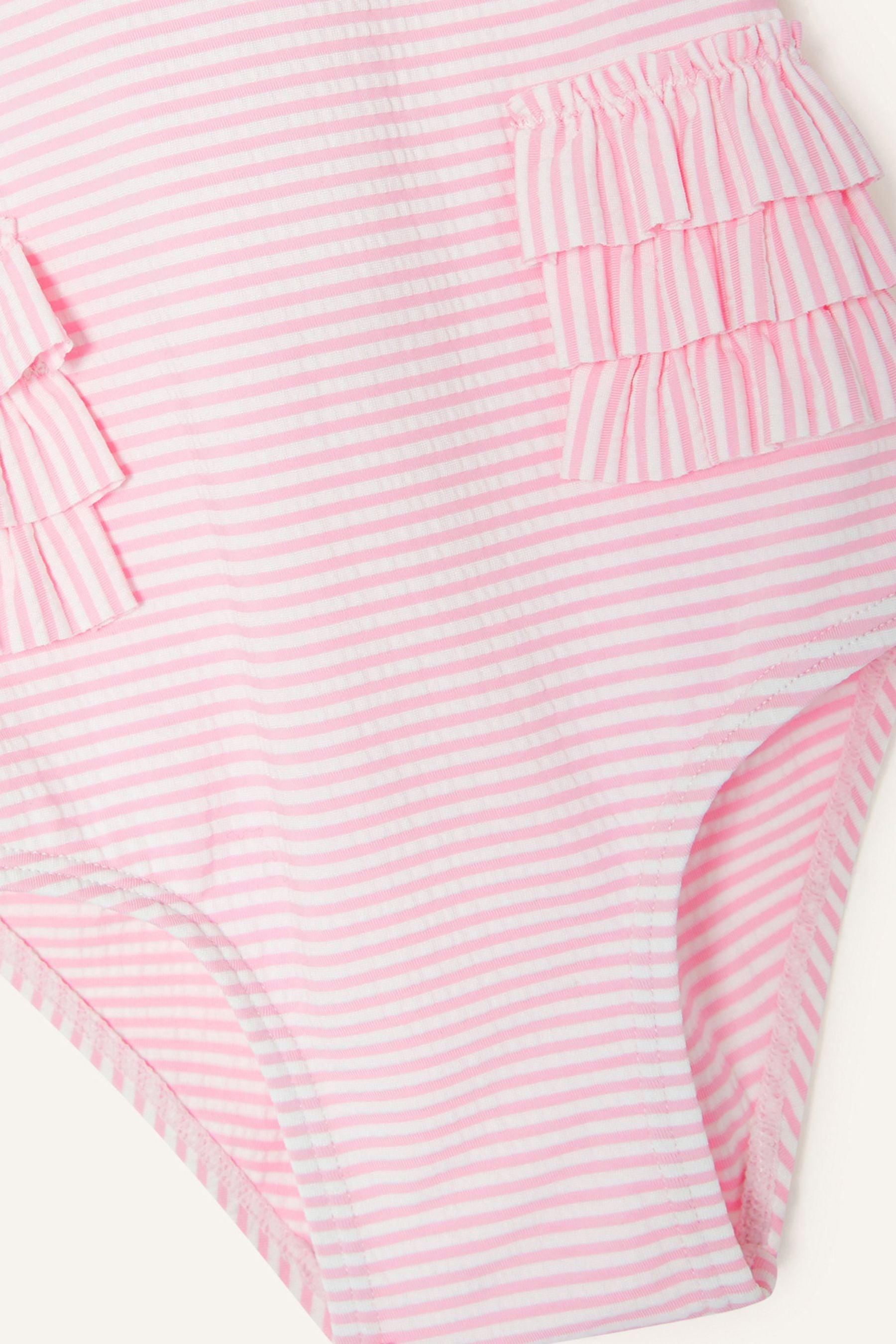 Monsoon Pink Baby Seersucker Ruffle Swimsuit