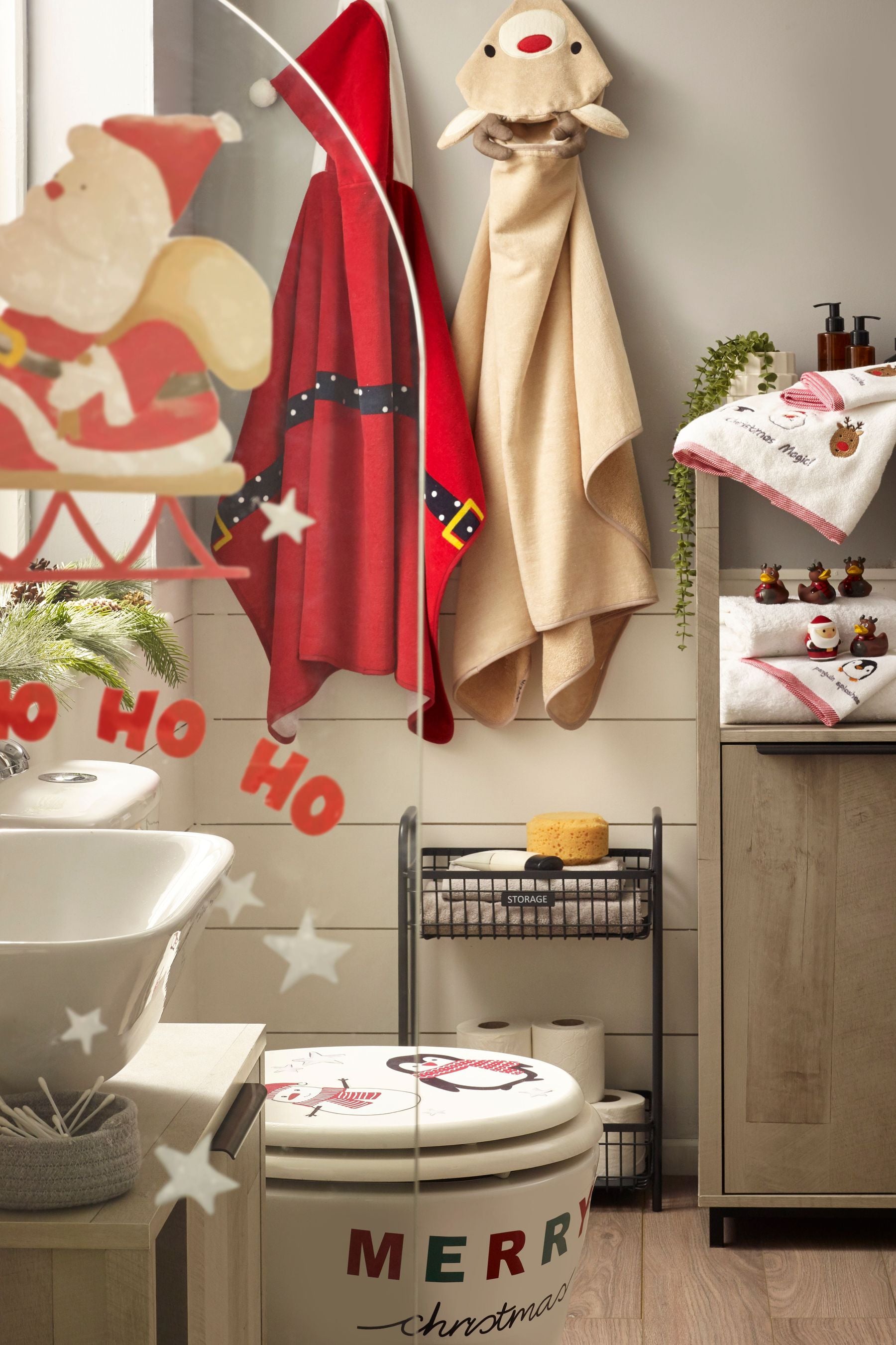 Natural Reindeer Christmas Hooded Towel