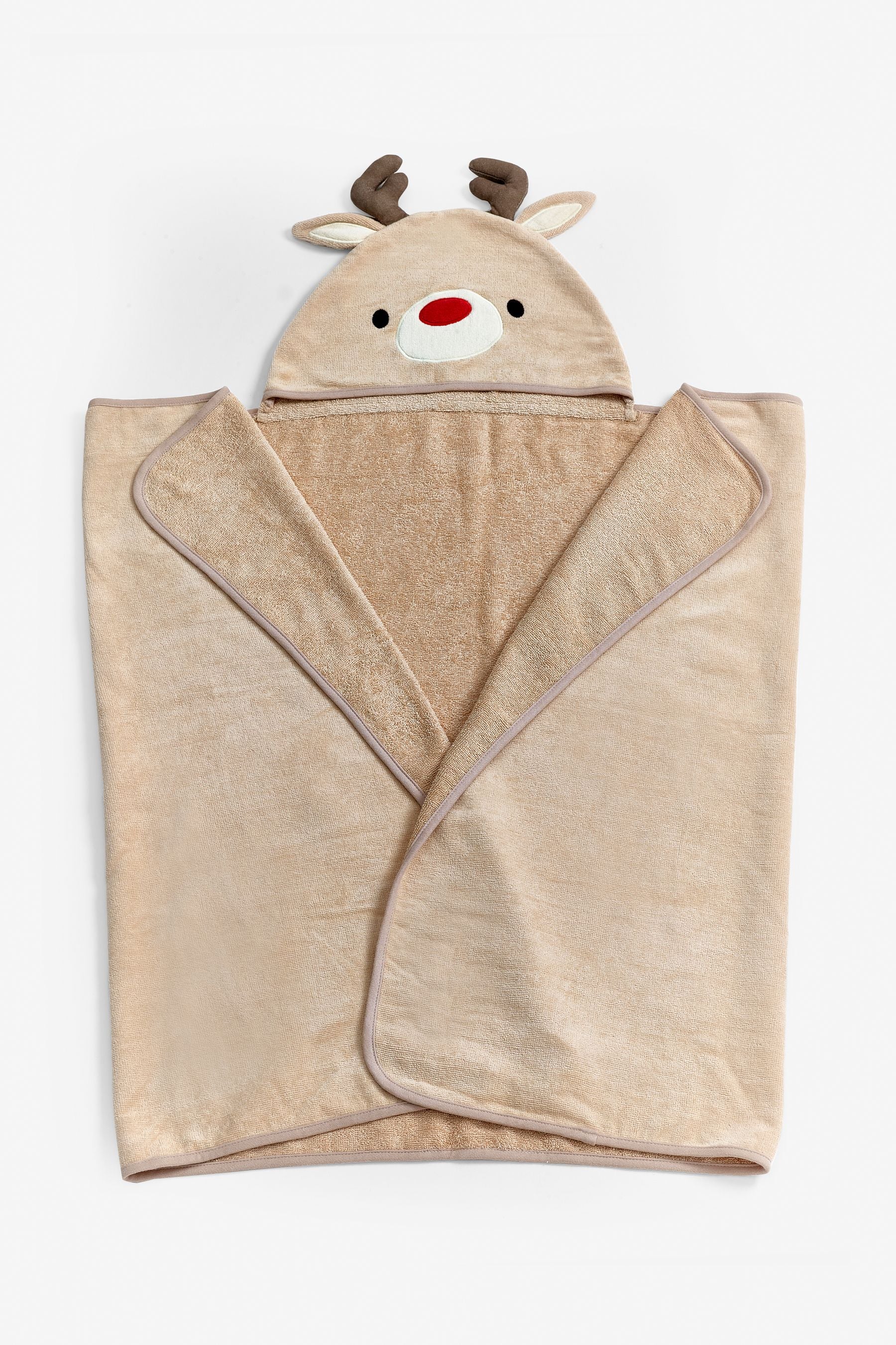 Natural Reindeer Christmas Hooded Towel