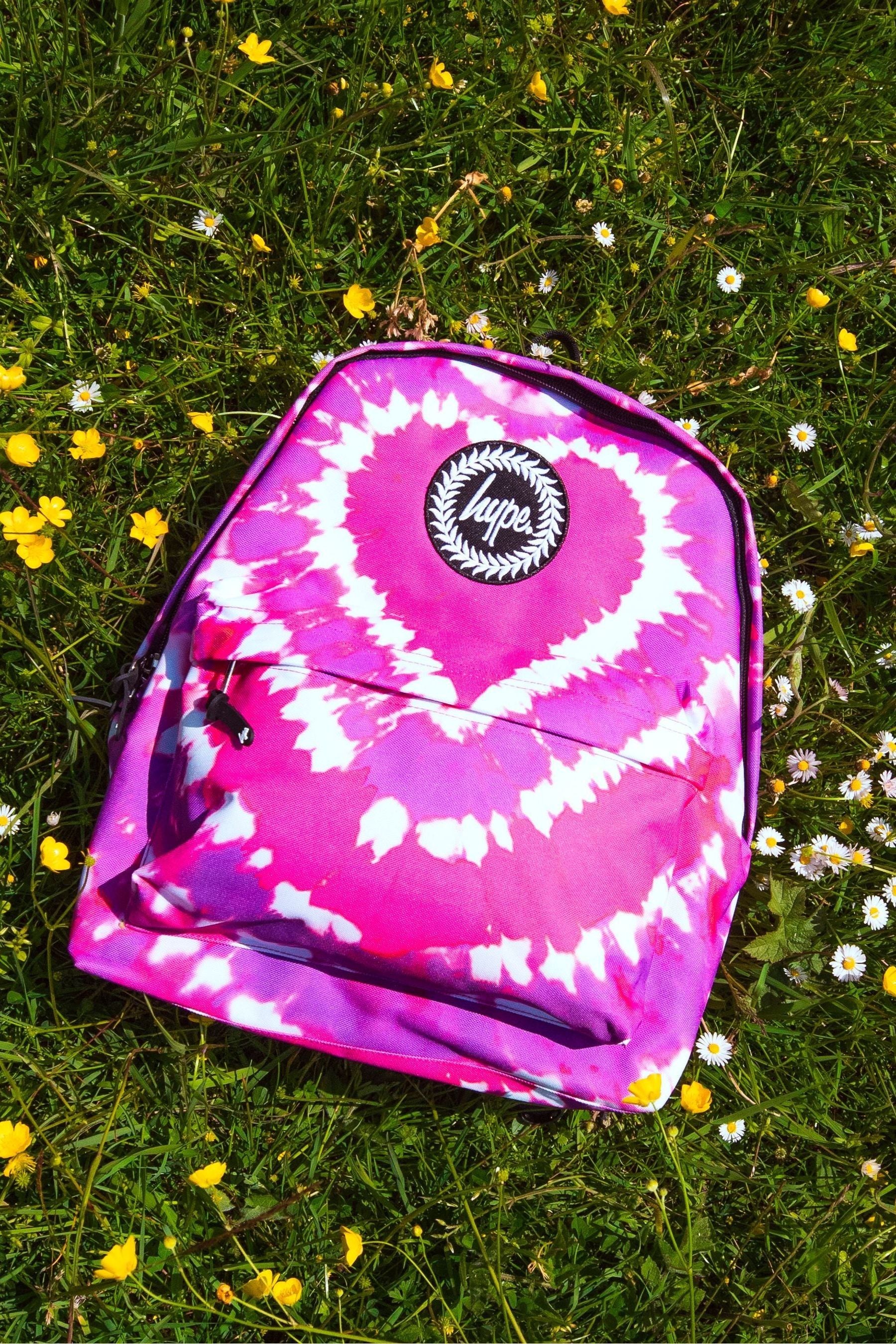 Pink Hype. Pink Heart Hippy Tie Dye Backpack