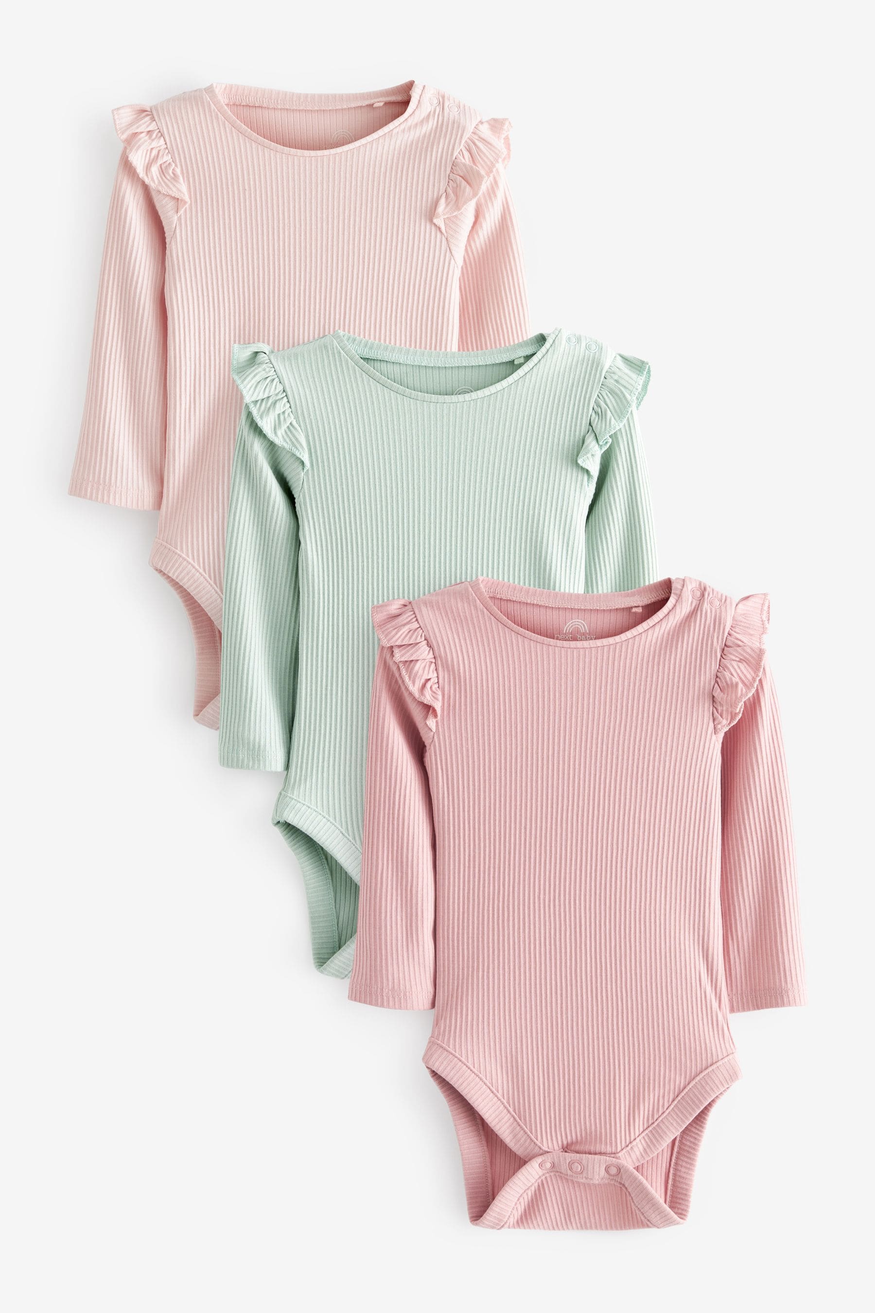 Pink/Mint Green Baby Bodysuits 3 Pack