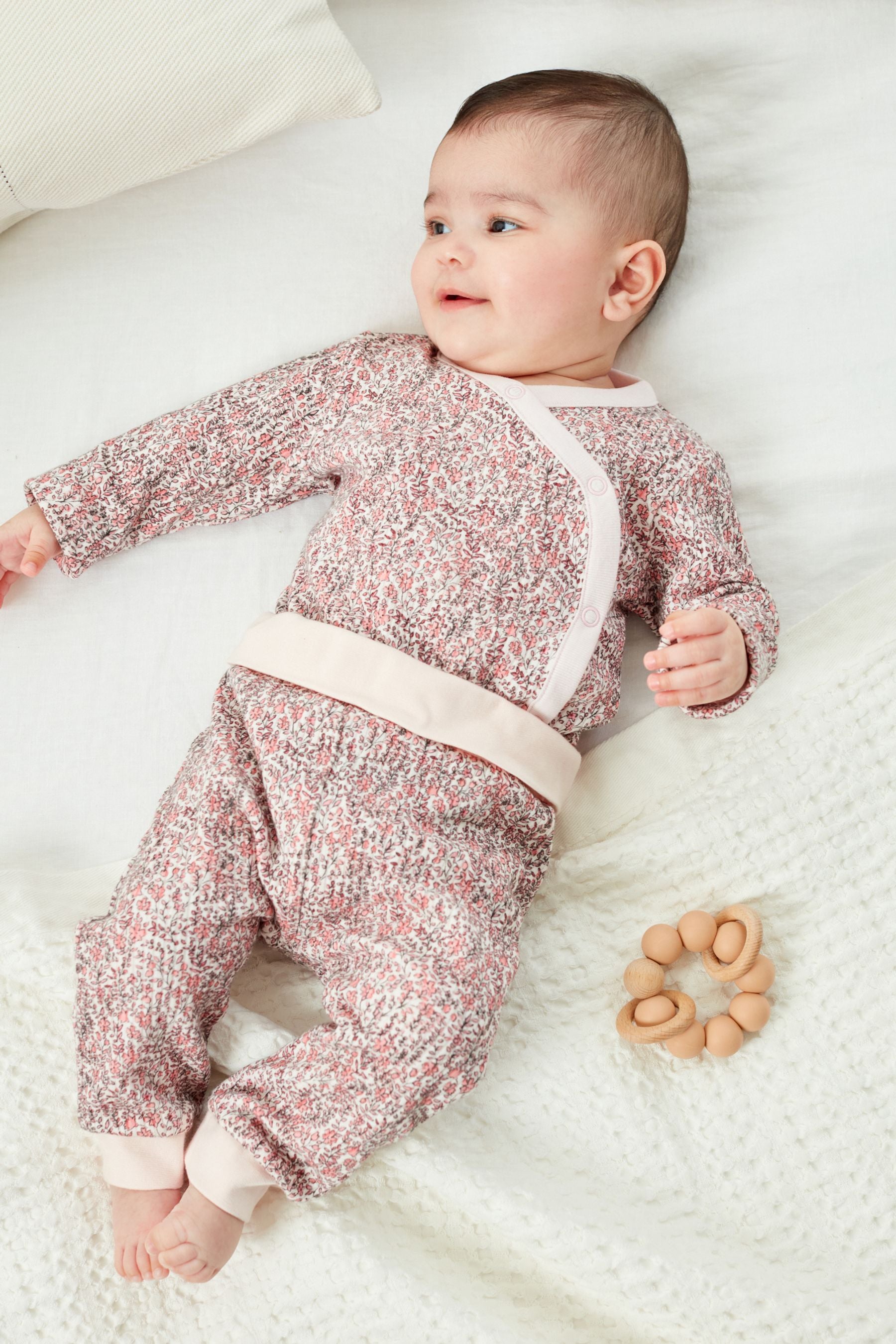 Pink Floral 3 Pack Baby Wrap Bodysuits