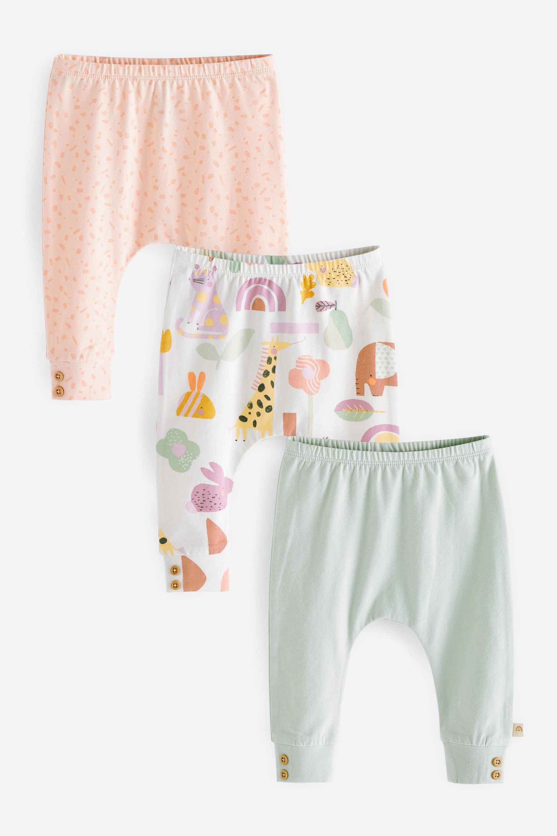 Mint Green/Pink Baby Leggings 3 Pack