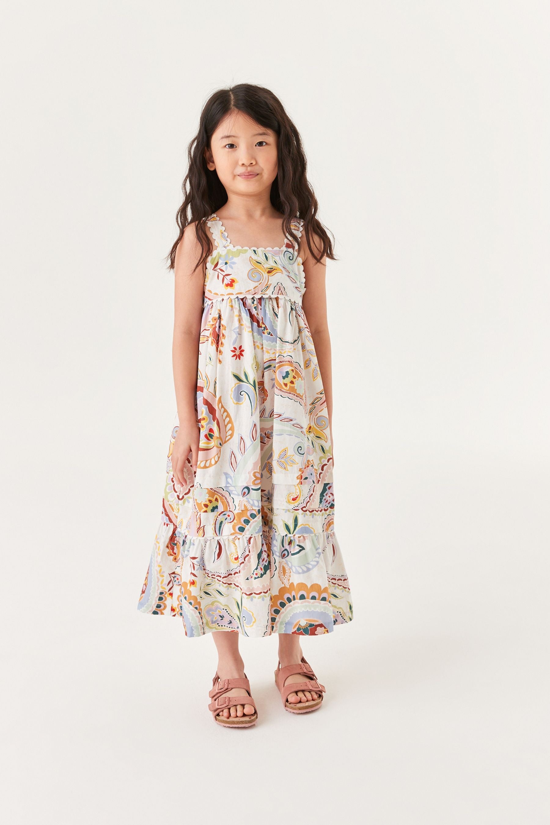 Cream Paisley Strap Dress (3-16yrs)