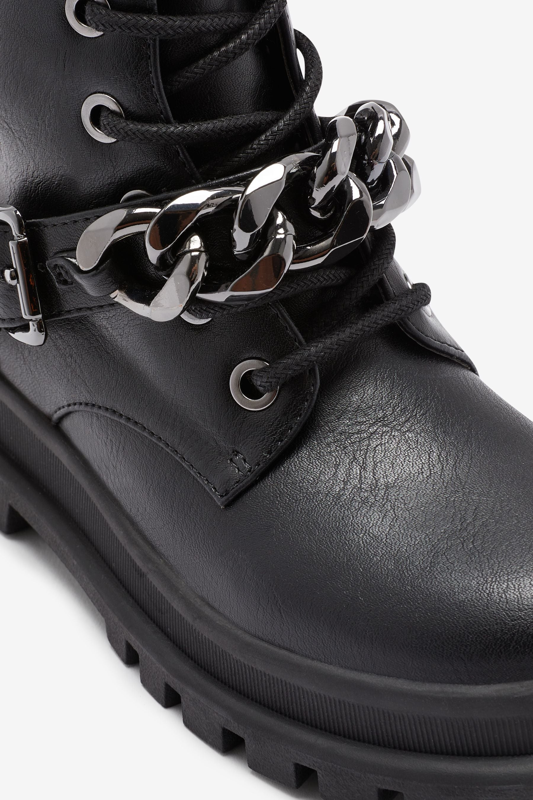 Black Chain Biker Boots