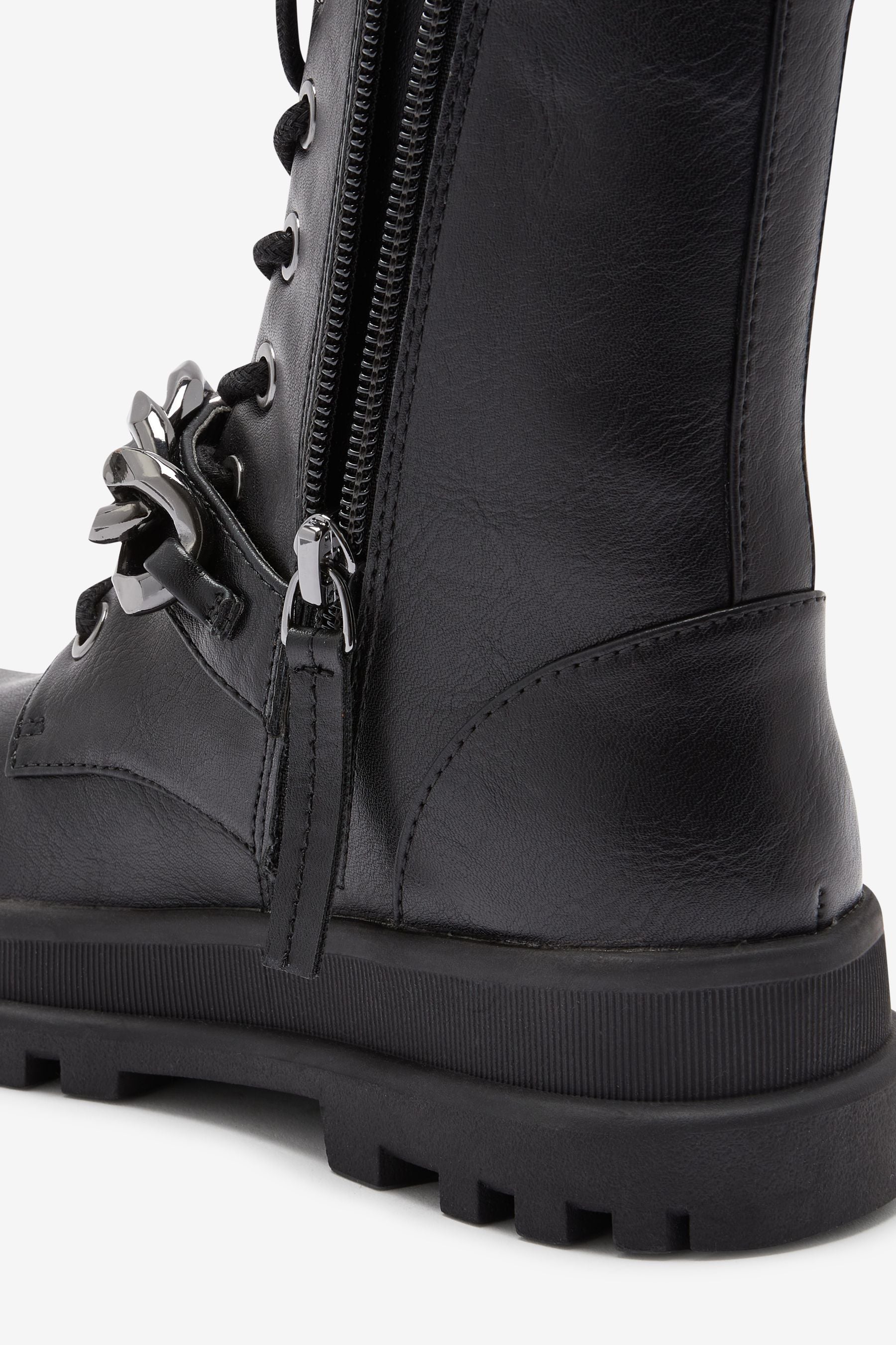 Black Chain Biker Boots