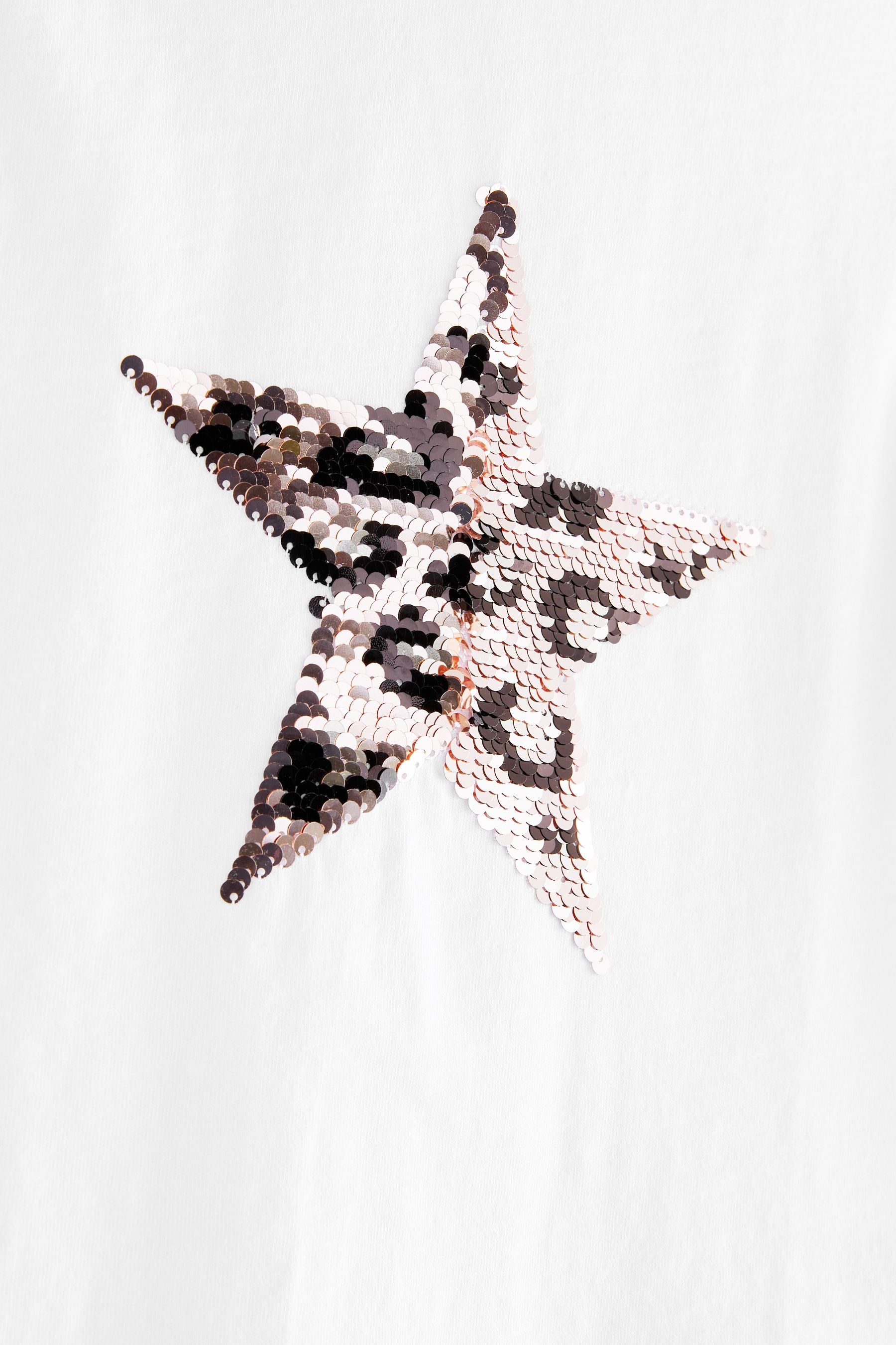 Ecru White Animal Sequin Star T-Shirt (3-16yrs)