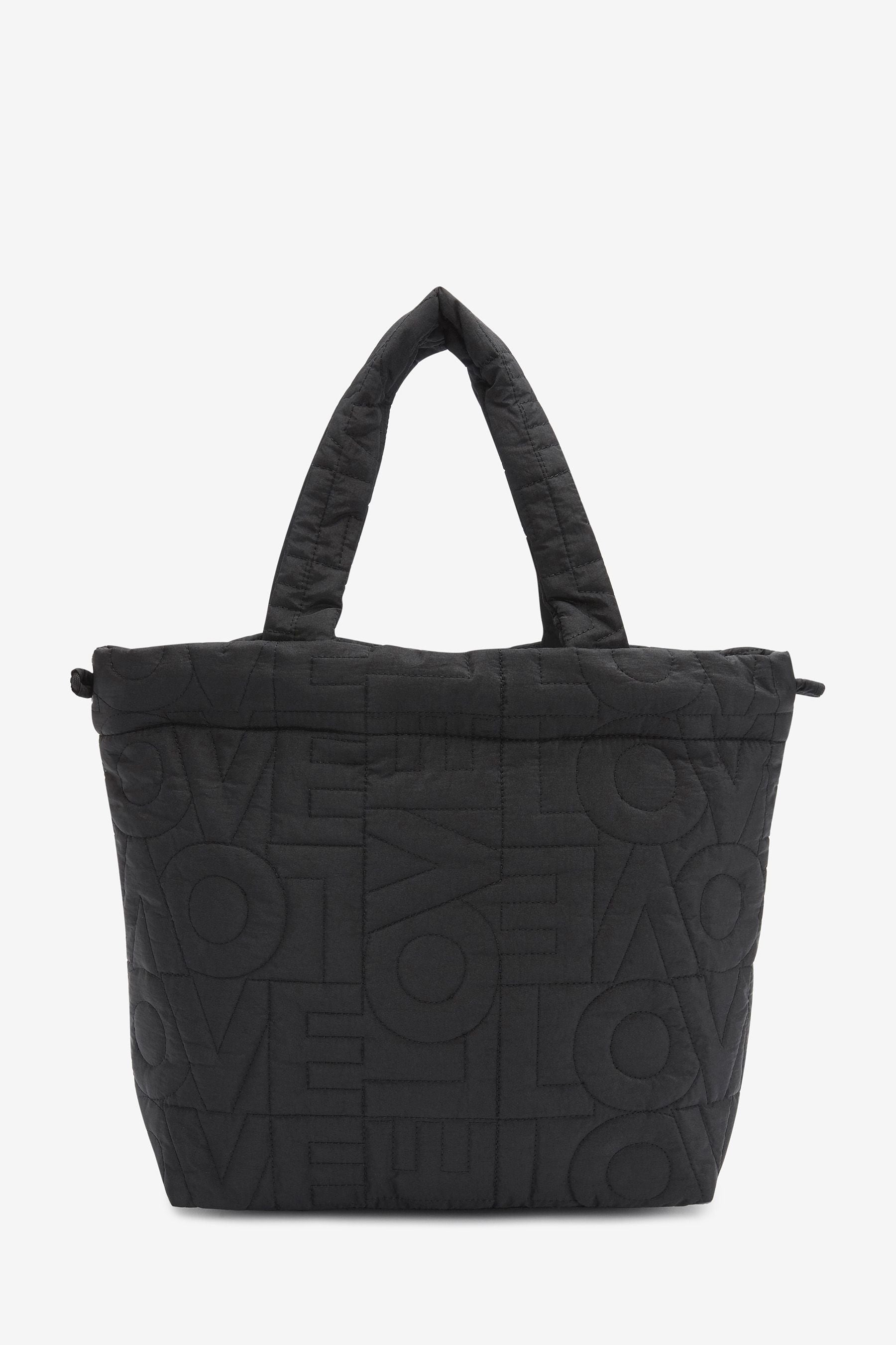 Black Mint Velvet Love Quilted Tote Bag