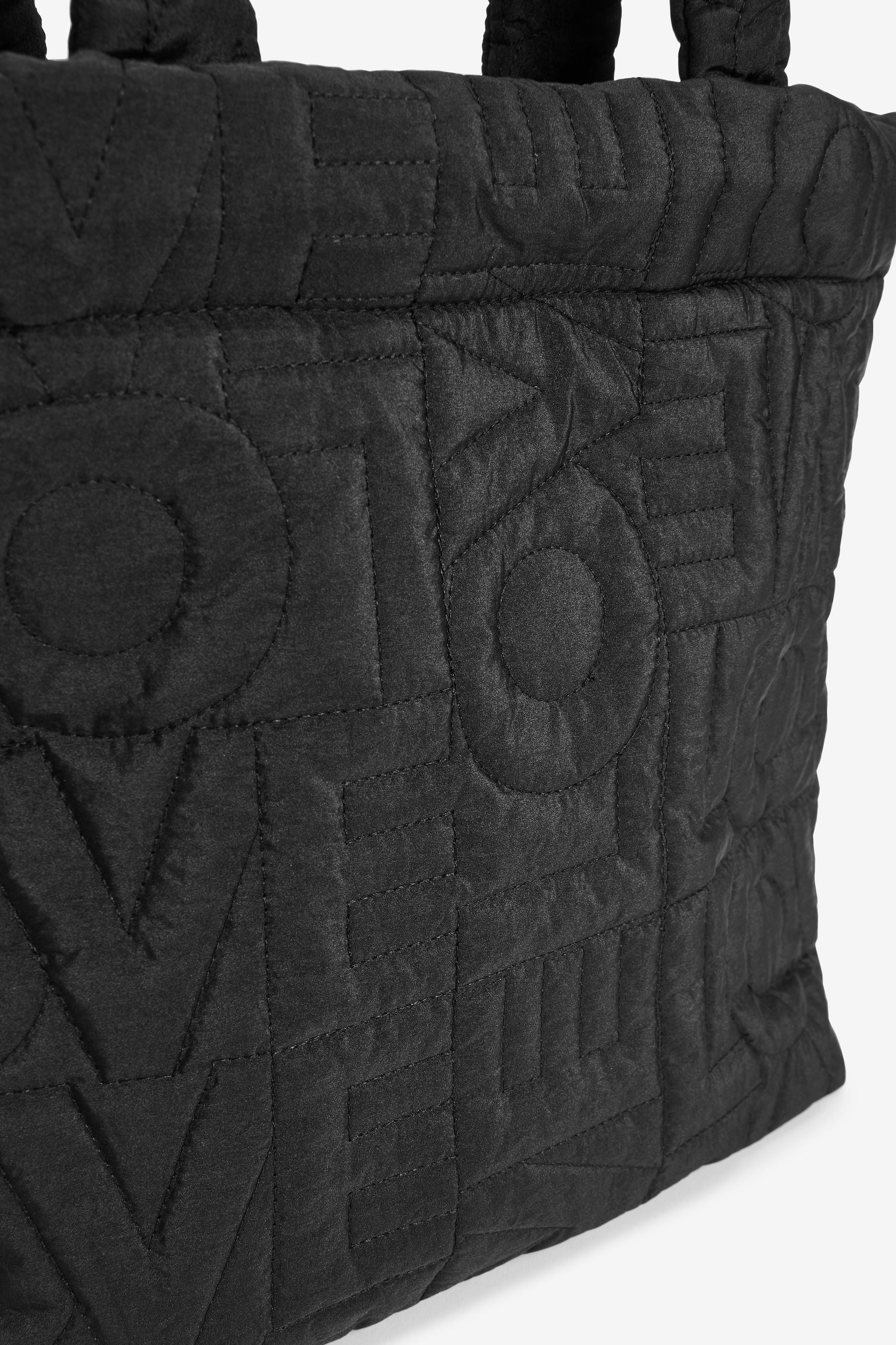 Black Mint Velvet Love Quilted Tote Bag