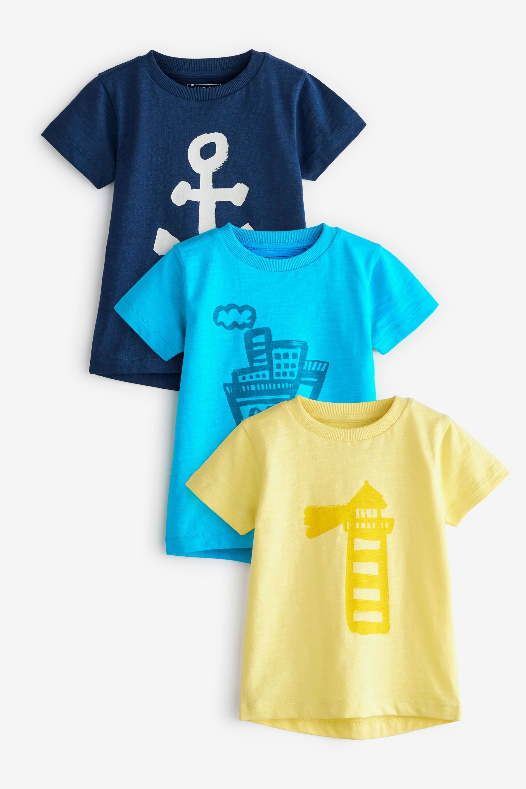 Multi Boat Nautical 3 Pack Short Sleeve T-Shirt (3mths-7yrs)