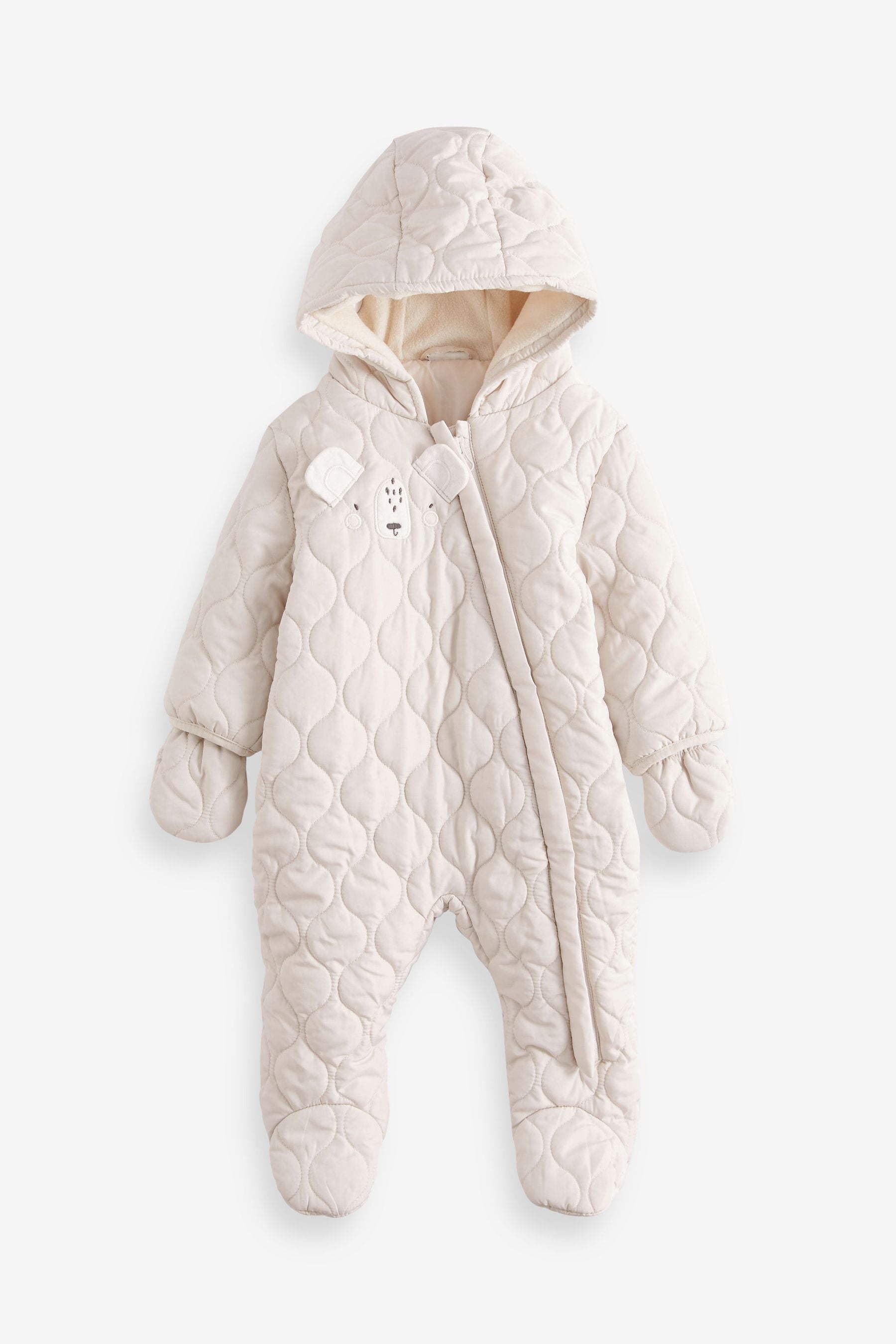 Ecru Cream Quilted Baby All-In-One Pramsuit (0mths-2yrs)