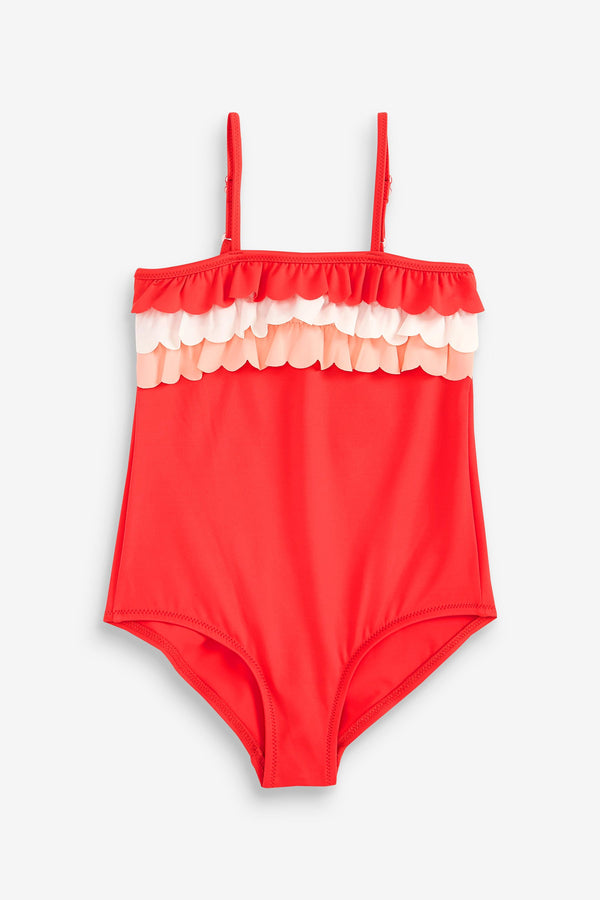 Benetton Red Frill Swimsuit