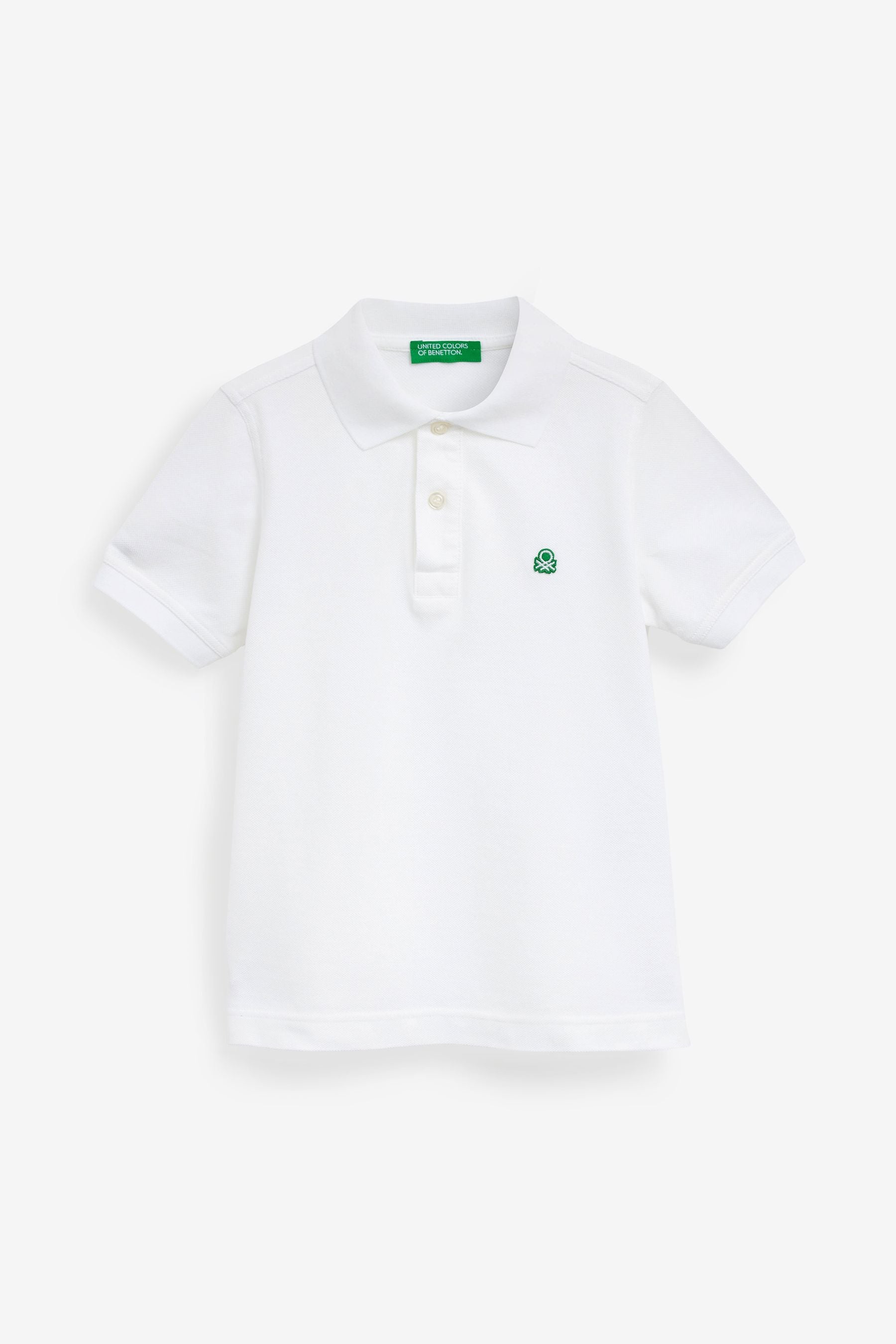 White Benetton Logo Polo Shirt