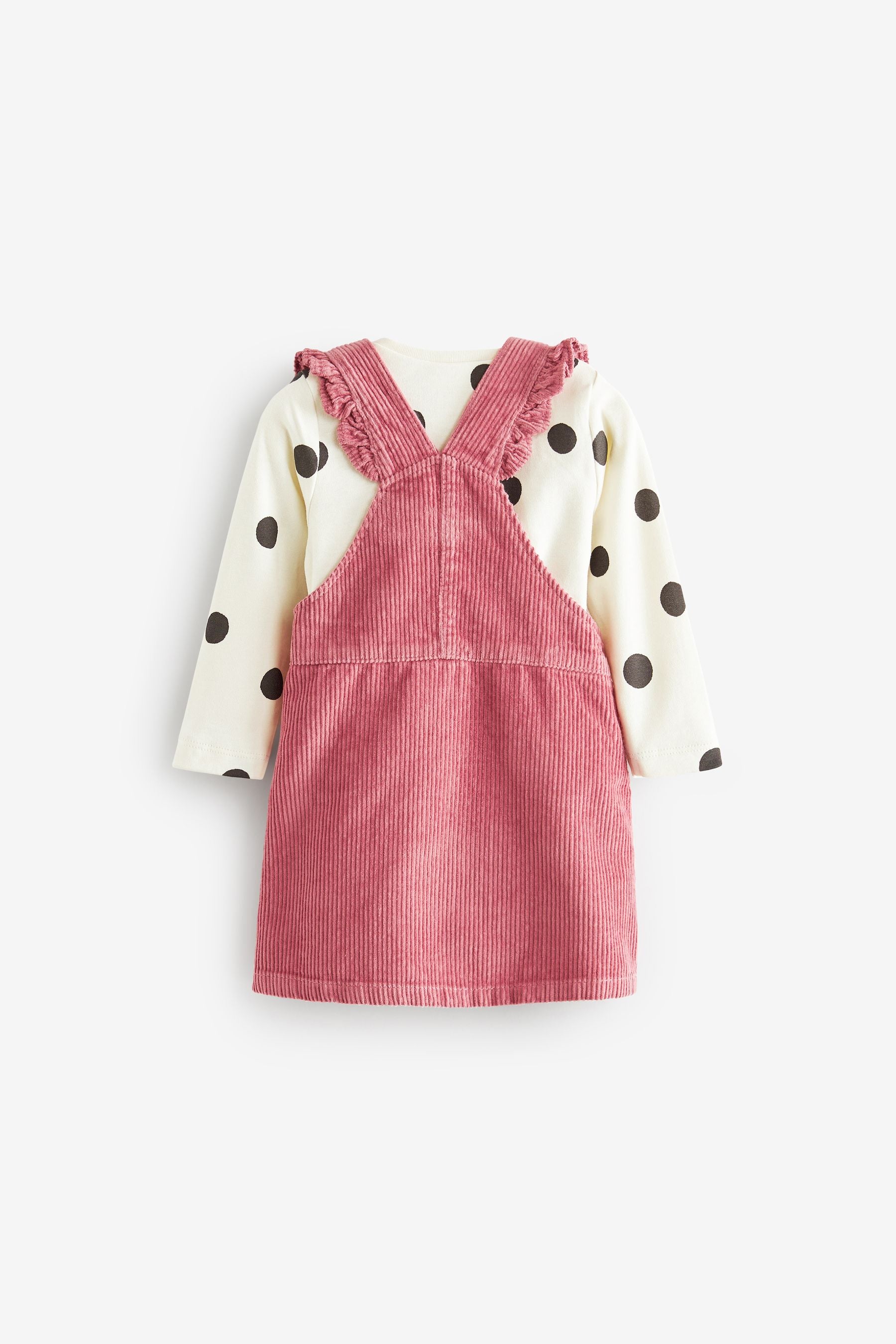 Pink Cord 2 Piece Baby Pinafore Dress And Bodysuit Set (0mths-2yrs)