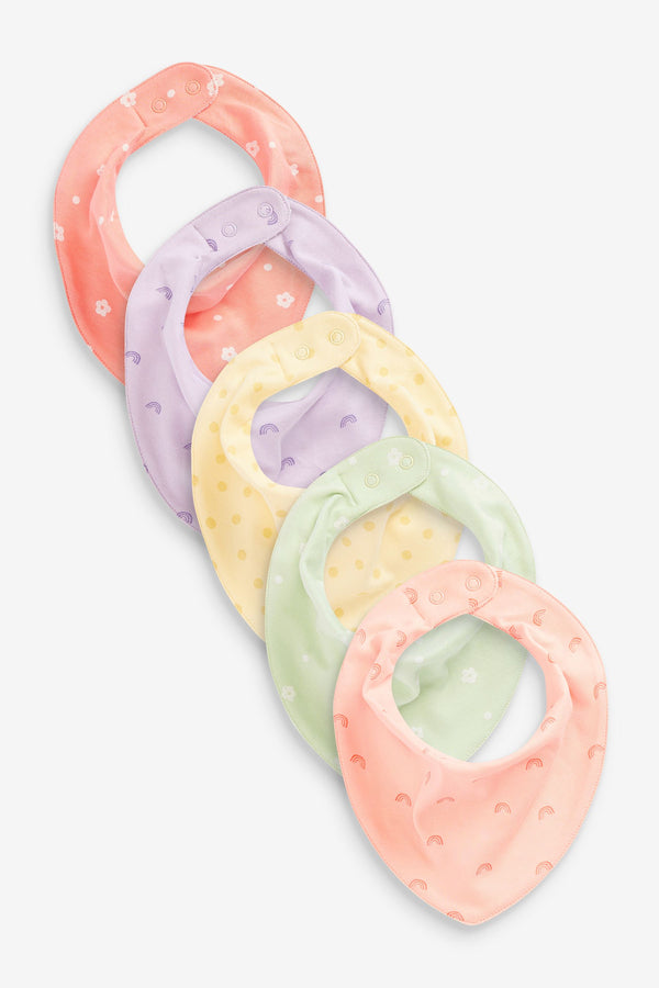 Pastel Floral Dribble Bibs 5 Packs