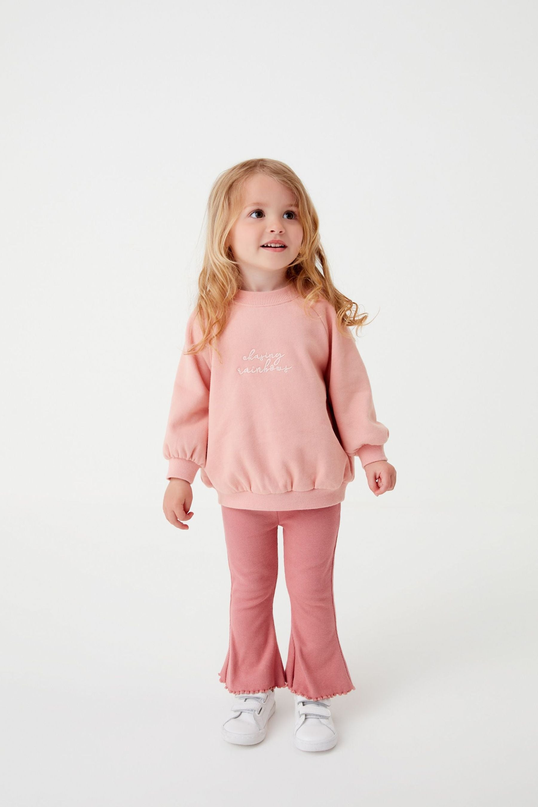 Pink Sweatshirt And Rib Leggings Set (3mths-7yrs)