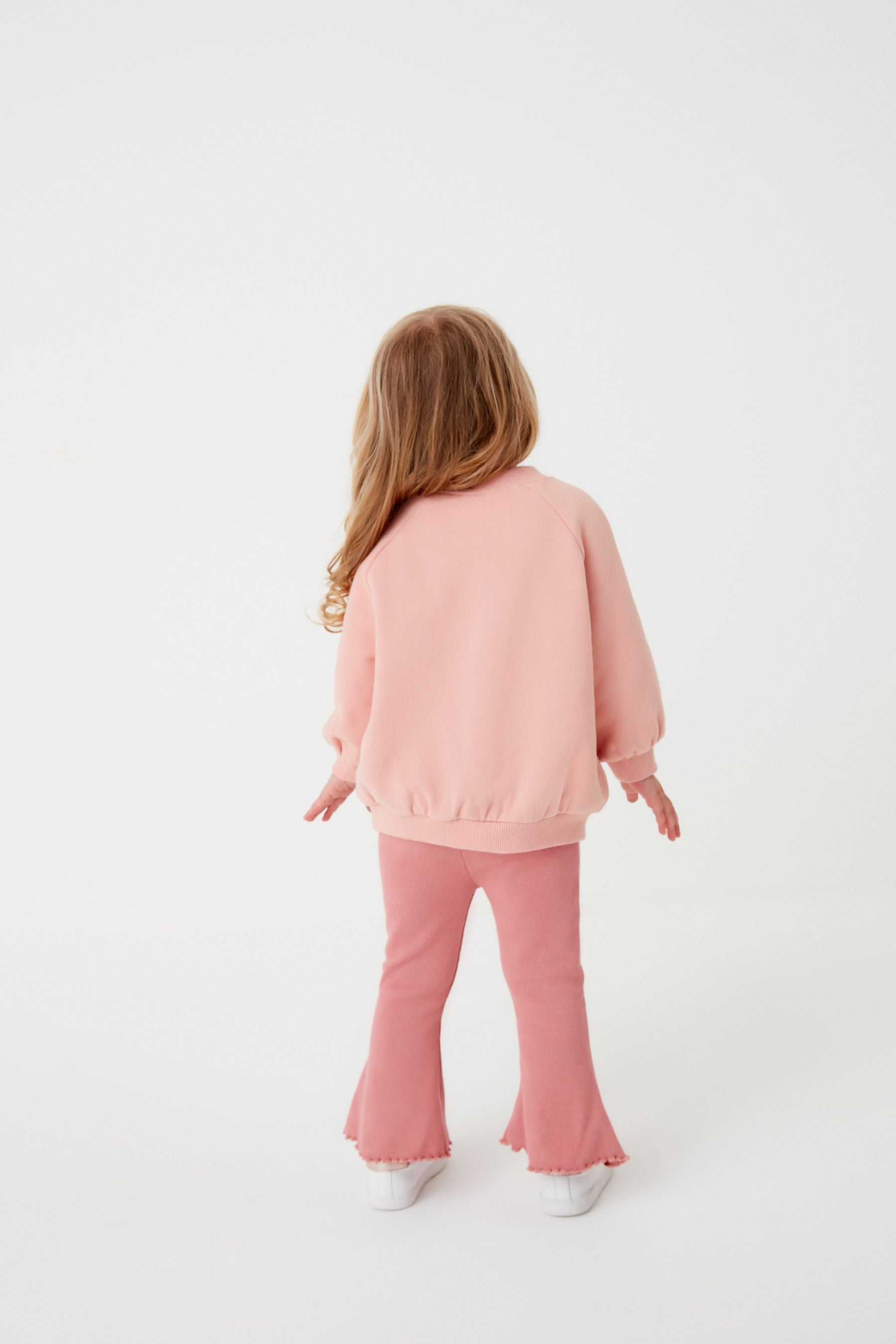 Pink Sweatshirt And Rib Leggings Set (3mths-7yrs)