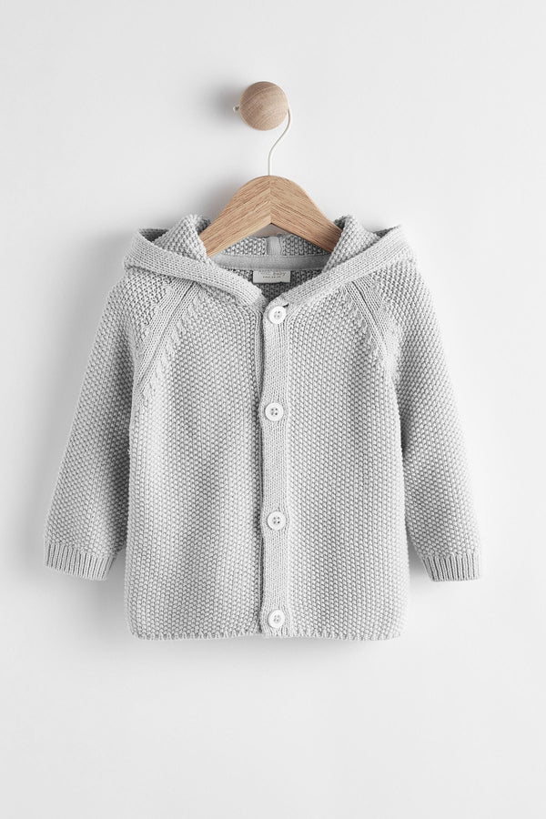 Light Grey Knitted Baby Bear Cardigan (0mths-2yrs)