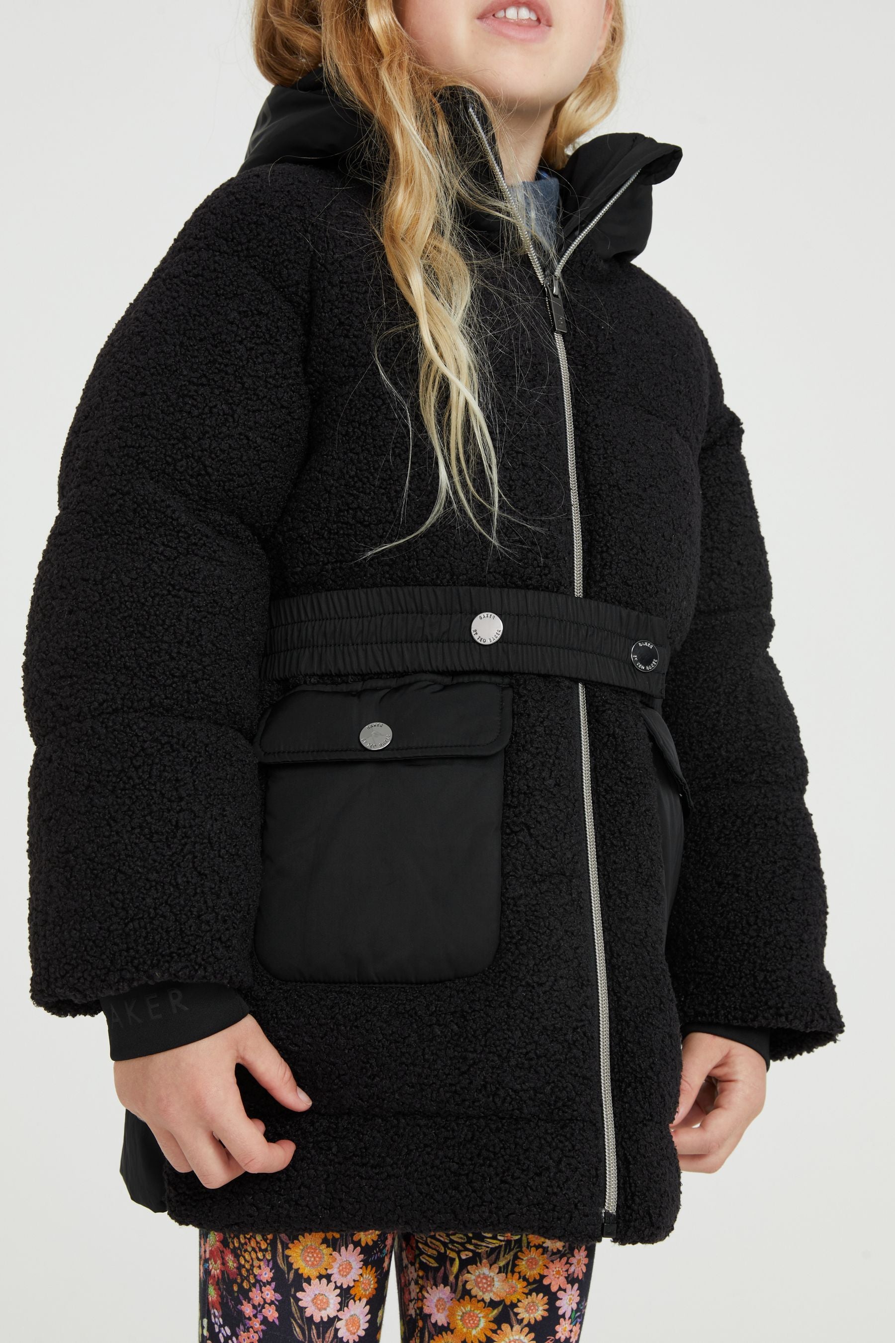 Black Baker by Ted Baker Black Teddy Borg Mixed Coat