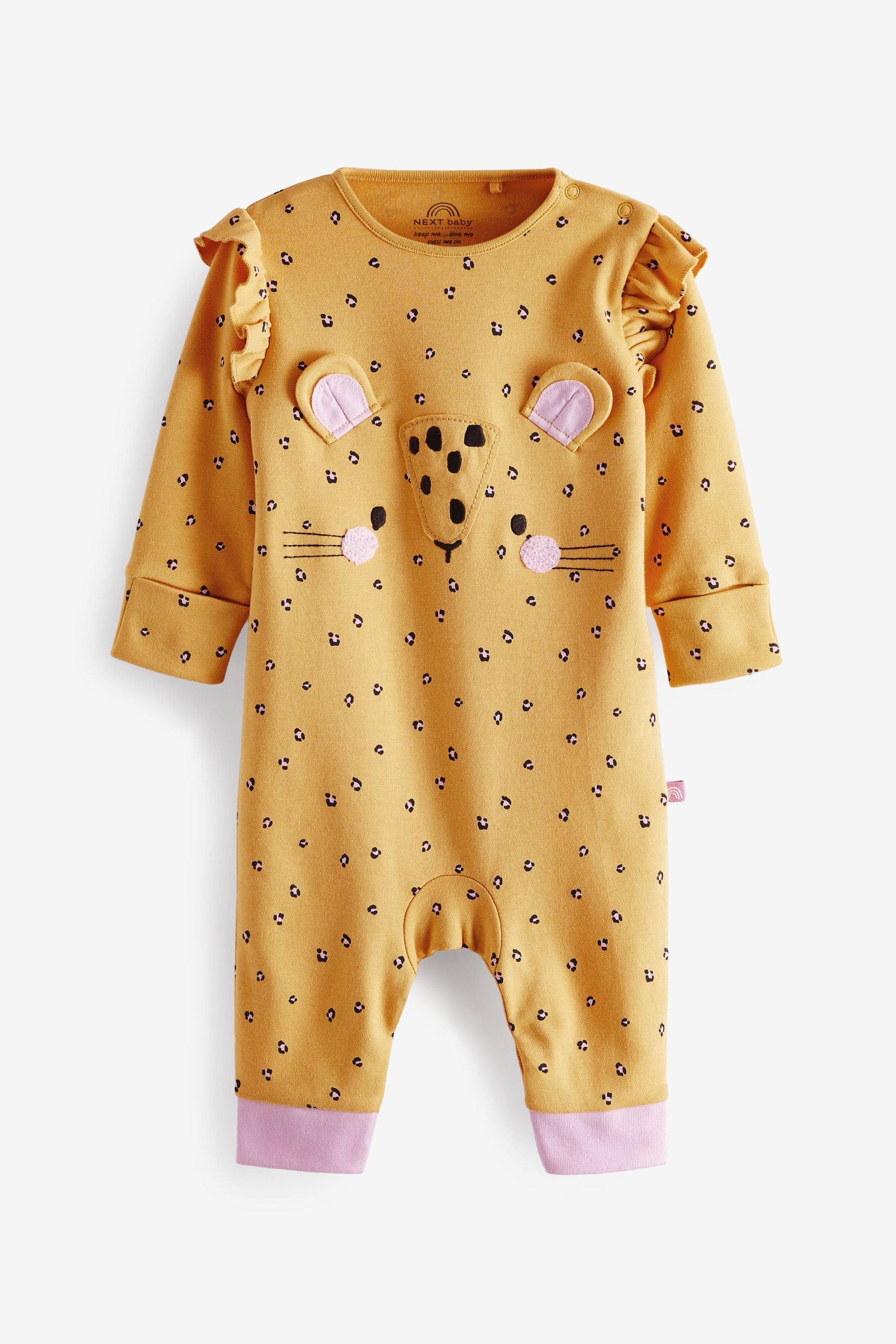 Ochre Yellow/Pink Mouse 2 Pack Baby Sleepsuits (0mths-3yrs)