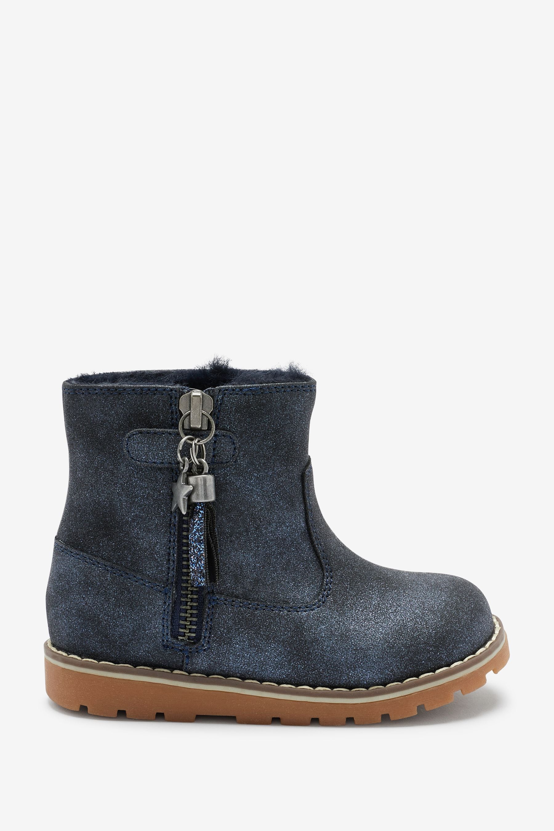 Navy Blue Warm Lined Ankle Boots