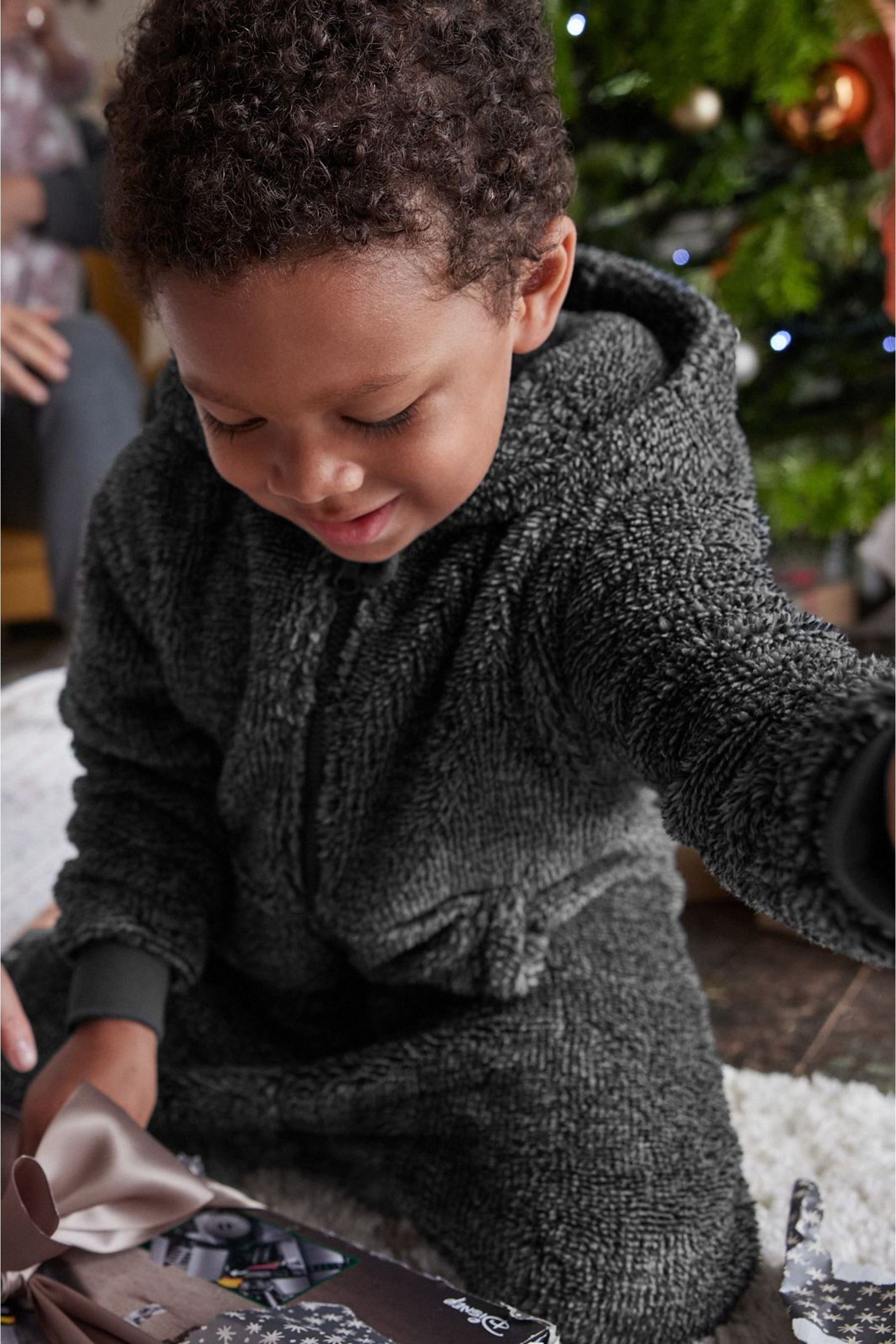 Grey Soft Touch Teddy Borg Fleece All-In-One (3-16yrs)