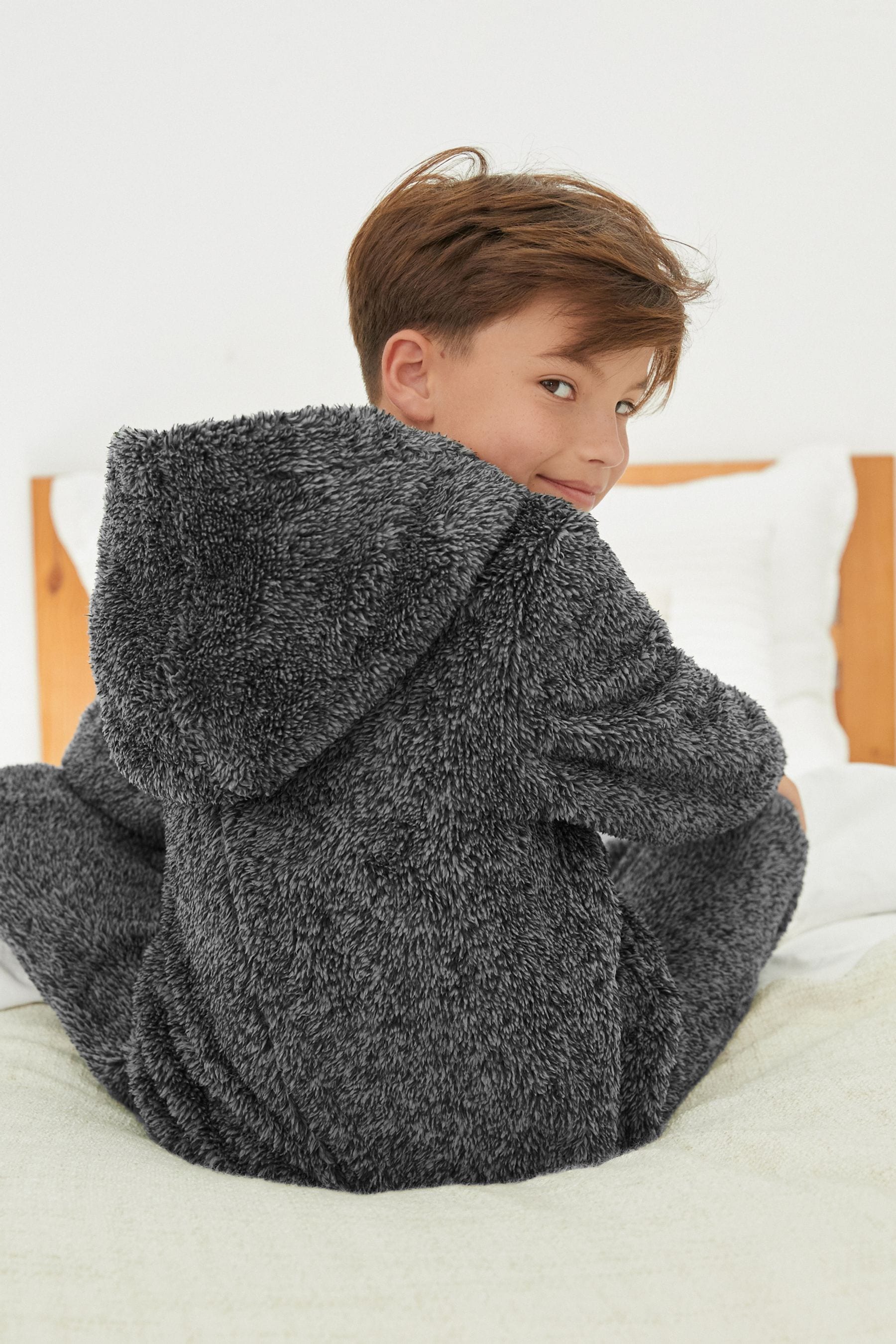 Grey Soft Touch Teddy Borg Fleece All-In-One (3-16yrs)