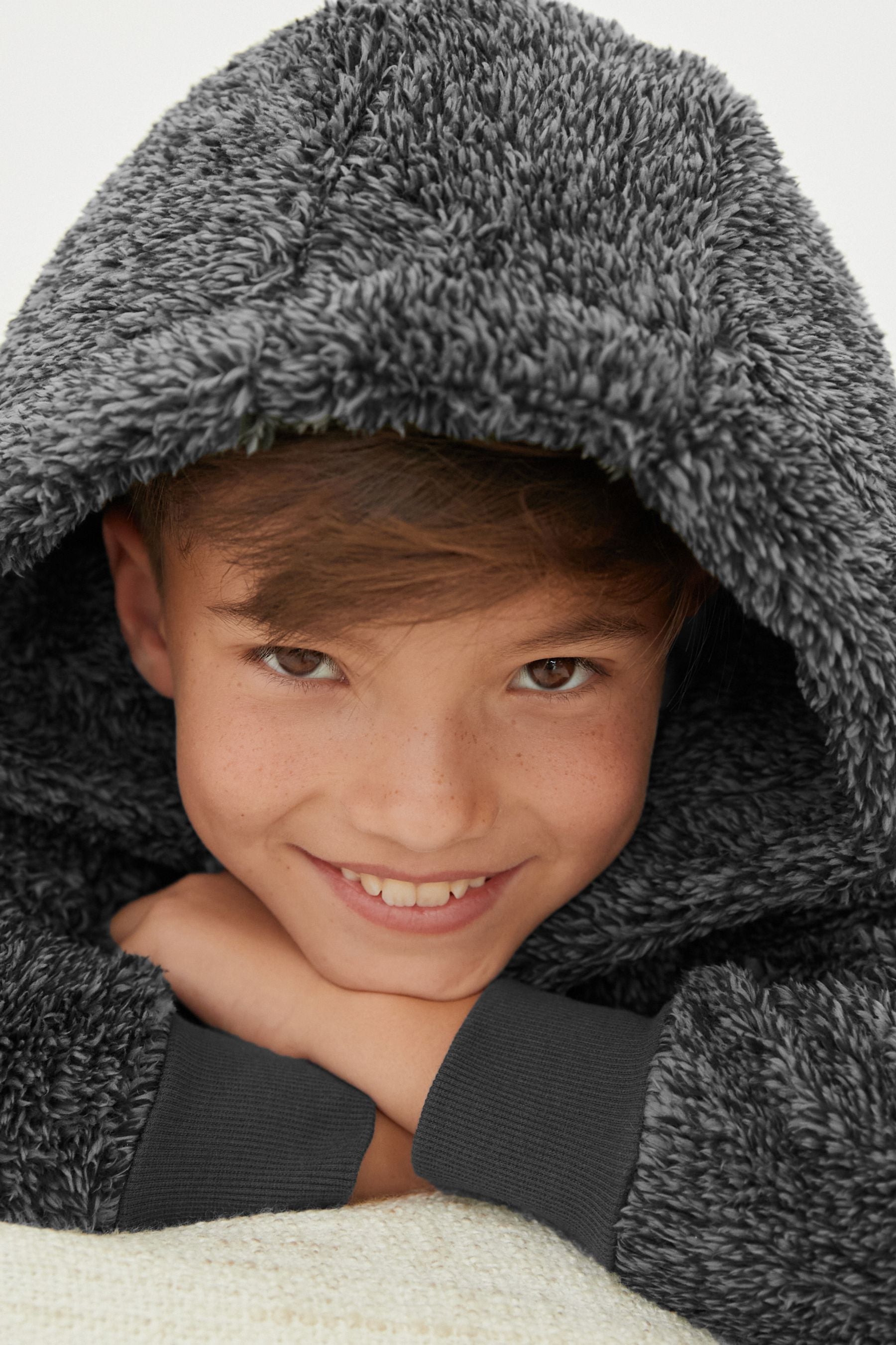 Grey Soft Touch Teddy Borg Fleece All-In-One (3-16yrs)