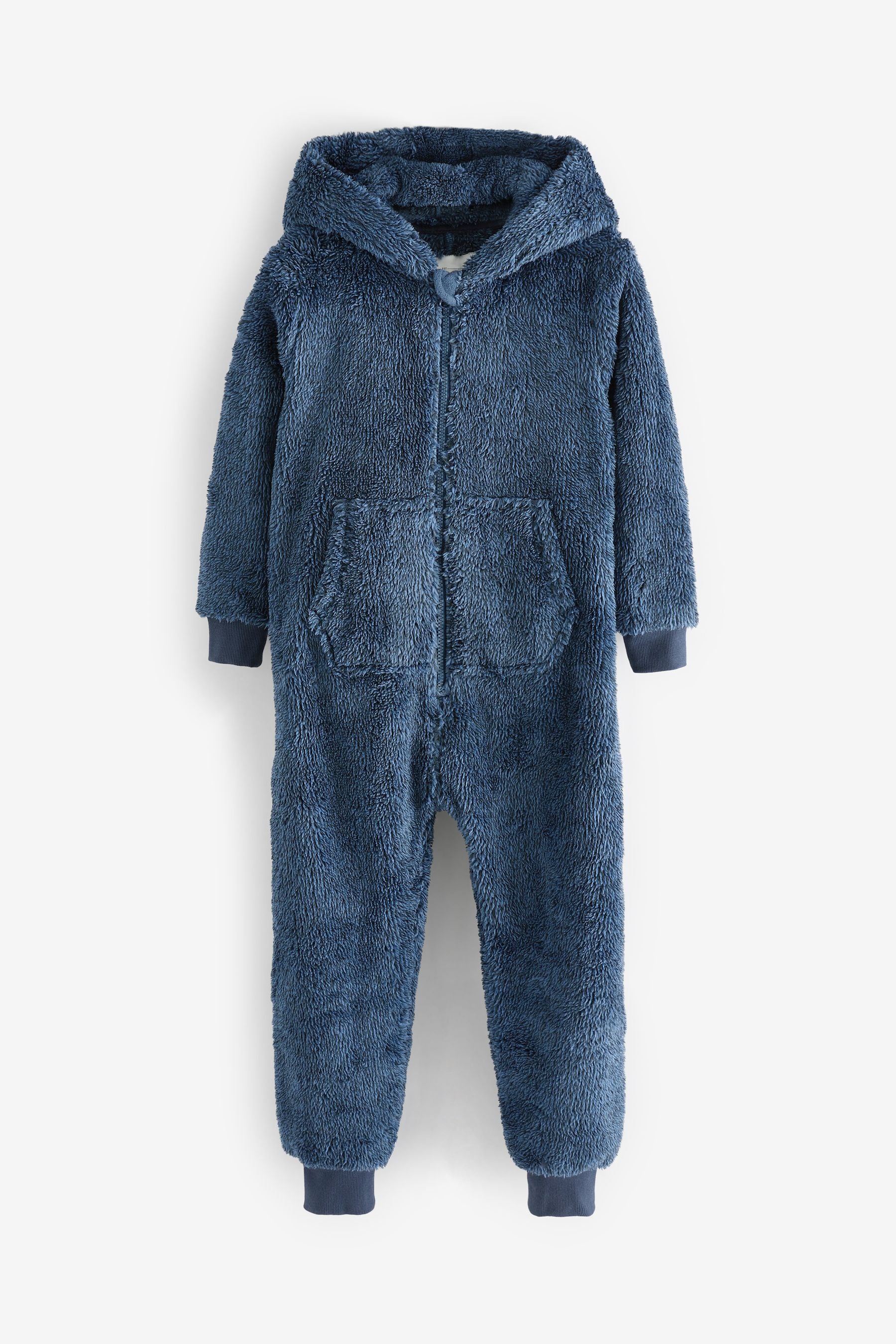 Navy Blue Soft Touch Teddy Borg Fleece All-In-One (3-16yrs)