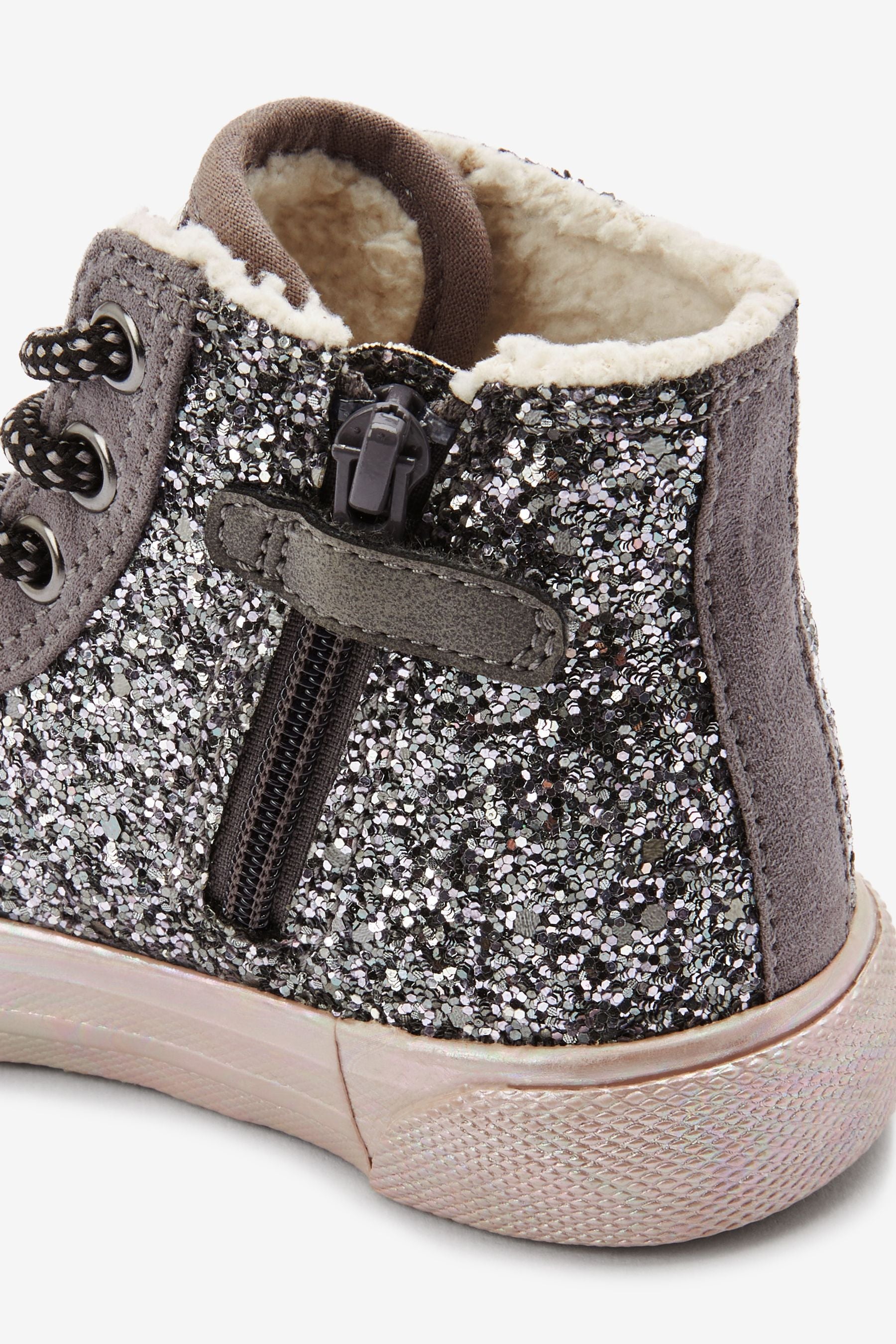 Silver High Top Lace-Up Boots