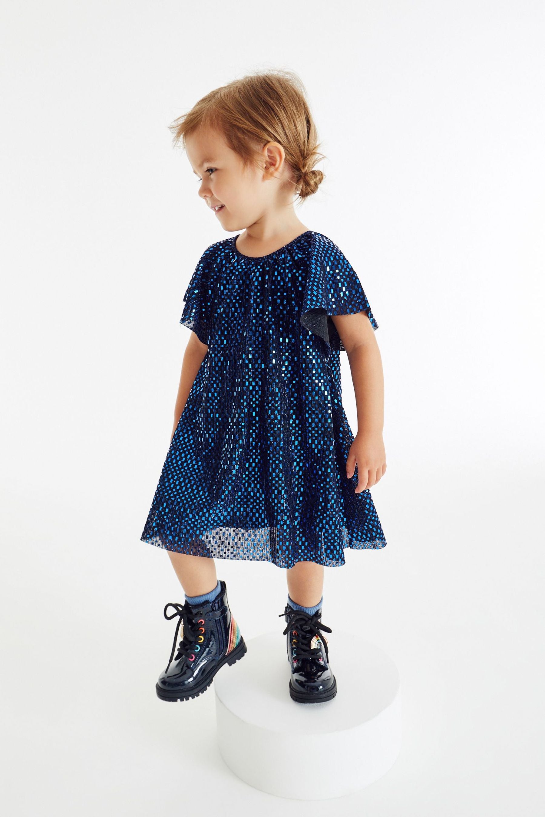 Blue Sparkle Angel Sleeve Dress (3mths-8yrs)