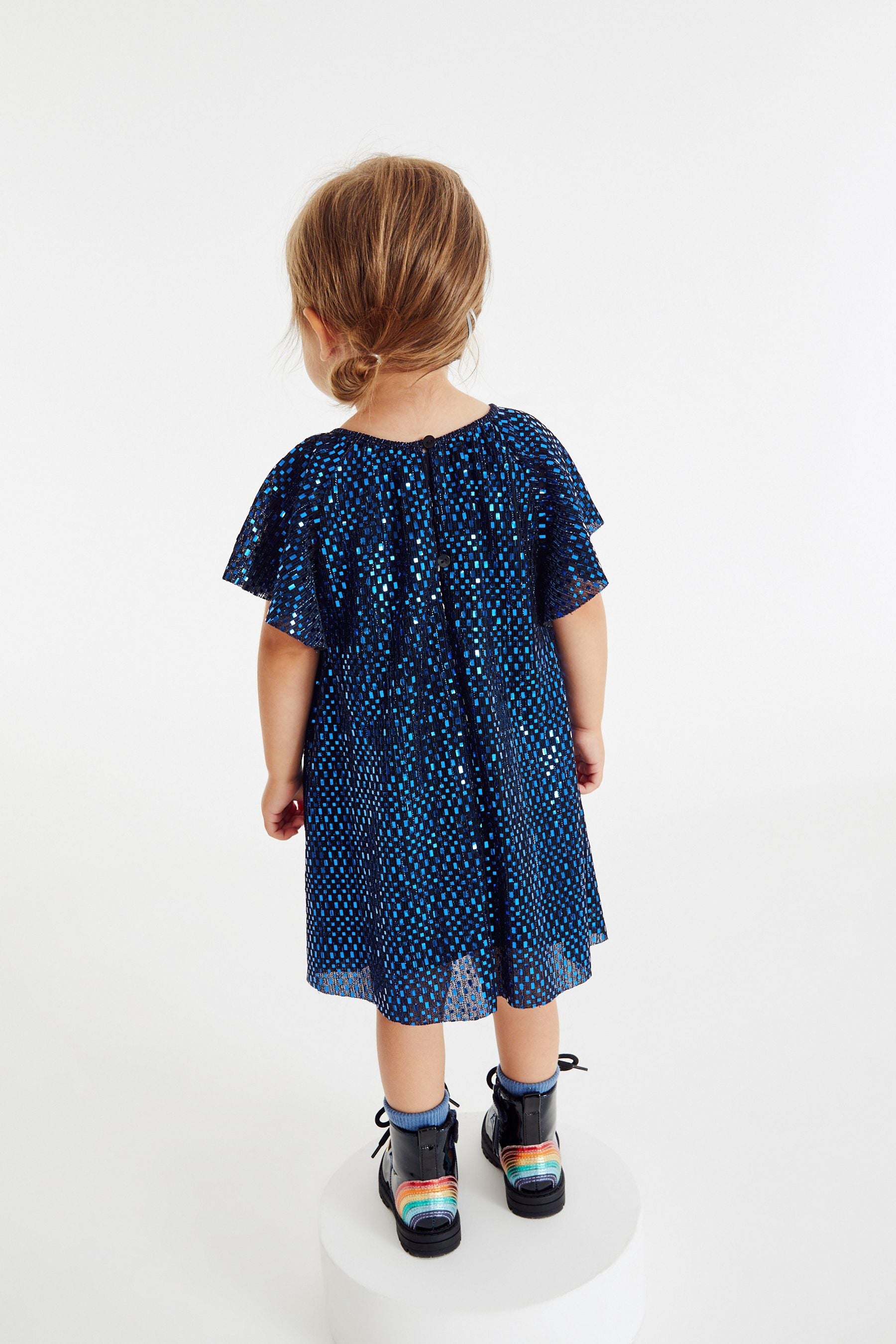 Blue Sparkle Angel Sleeve Dress (3mths-8yrs)