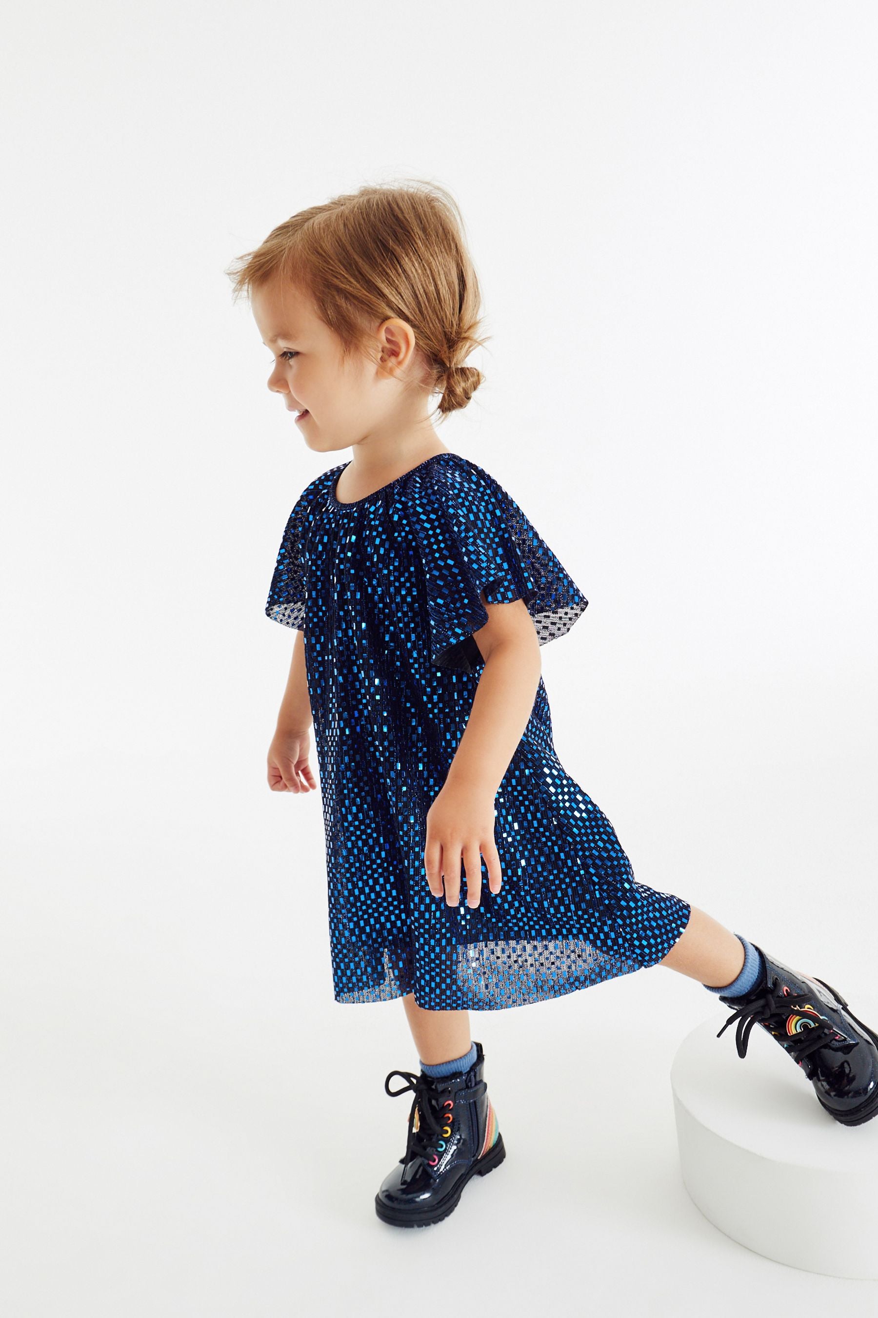 Blue Sparkle Angel Sleeve Dress (3mths-8yrs)