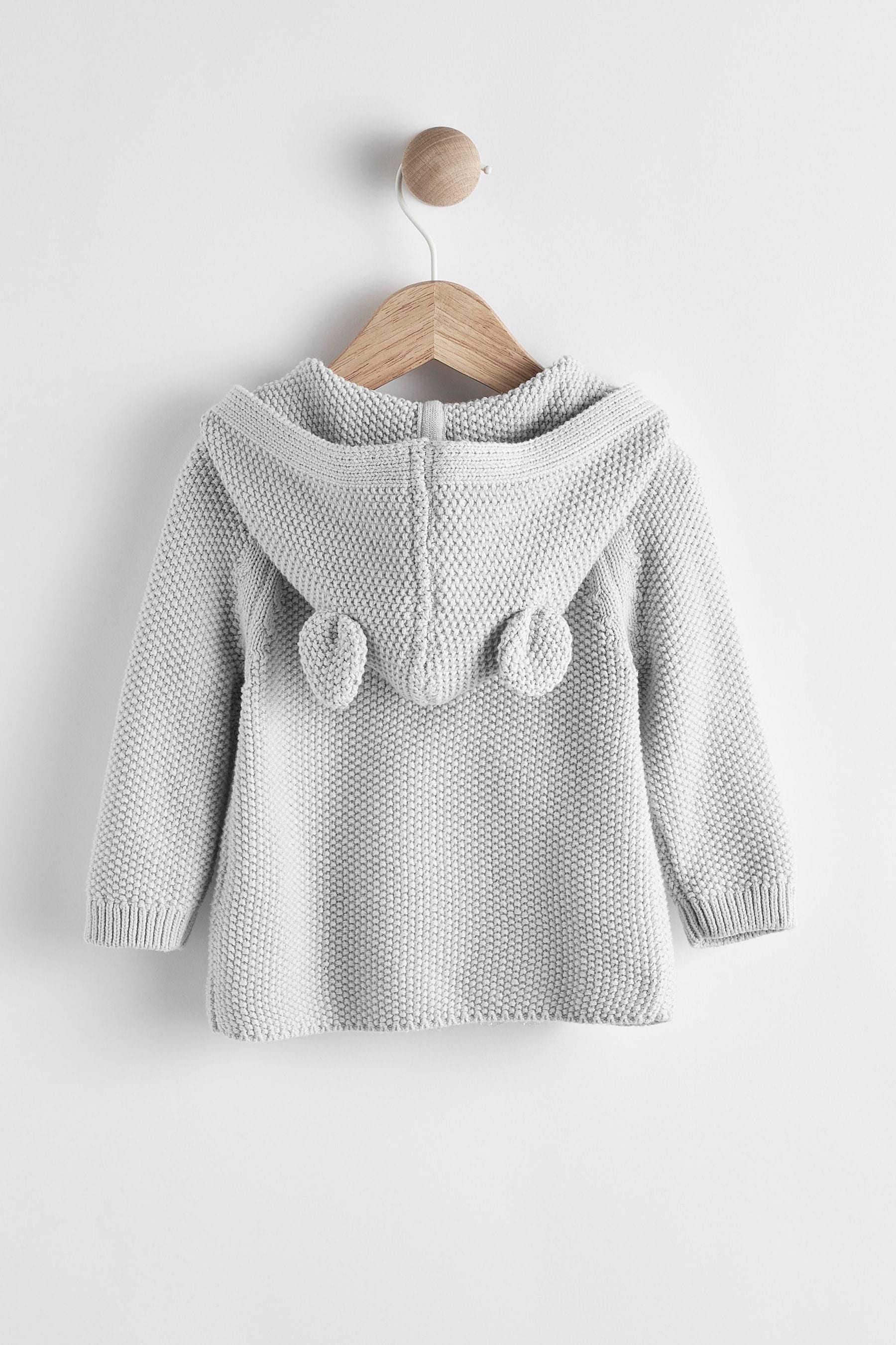 Light Grey Knitted Baby Bear Cardigan (0mths-2yrs)