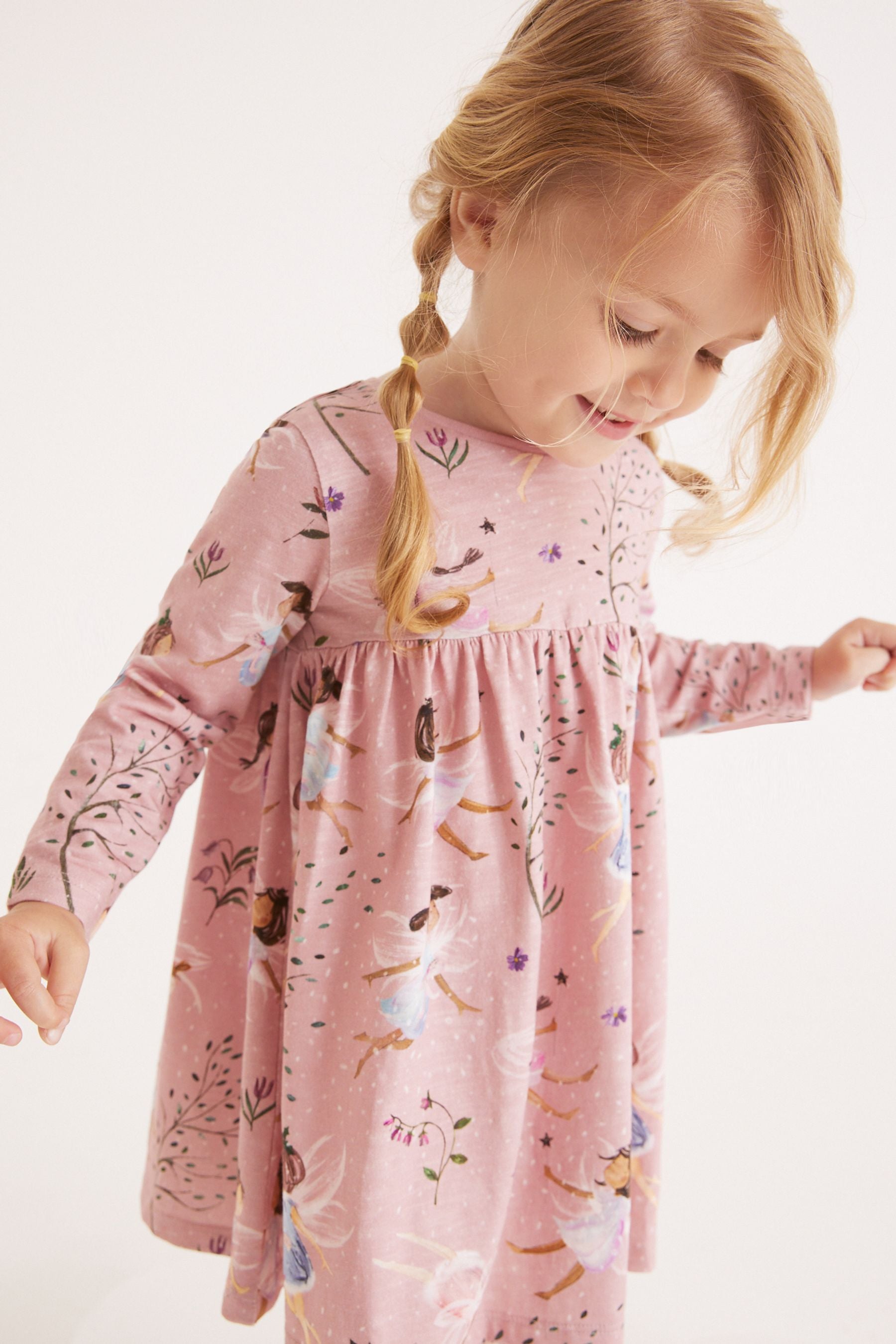 Pink Fairy Long Sleeve Jersey Dress (3mths-7yrs)