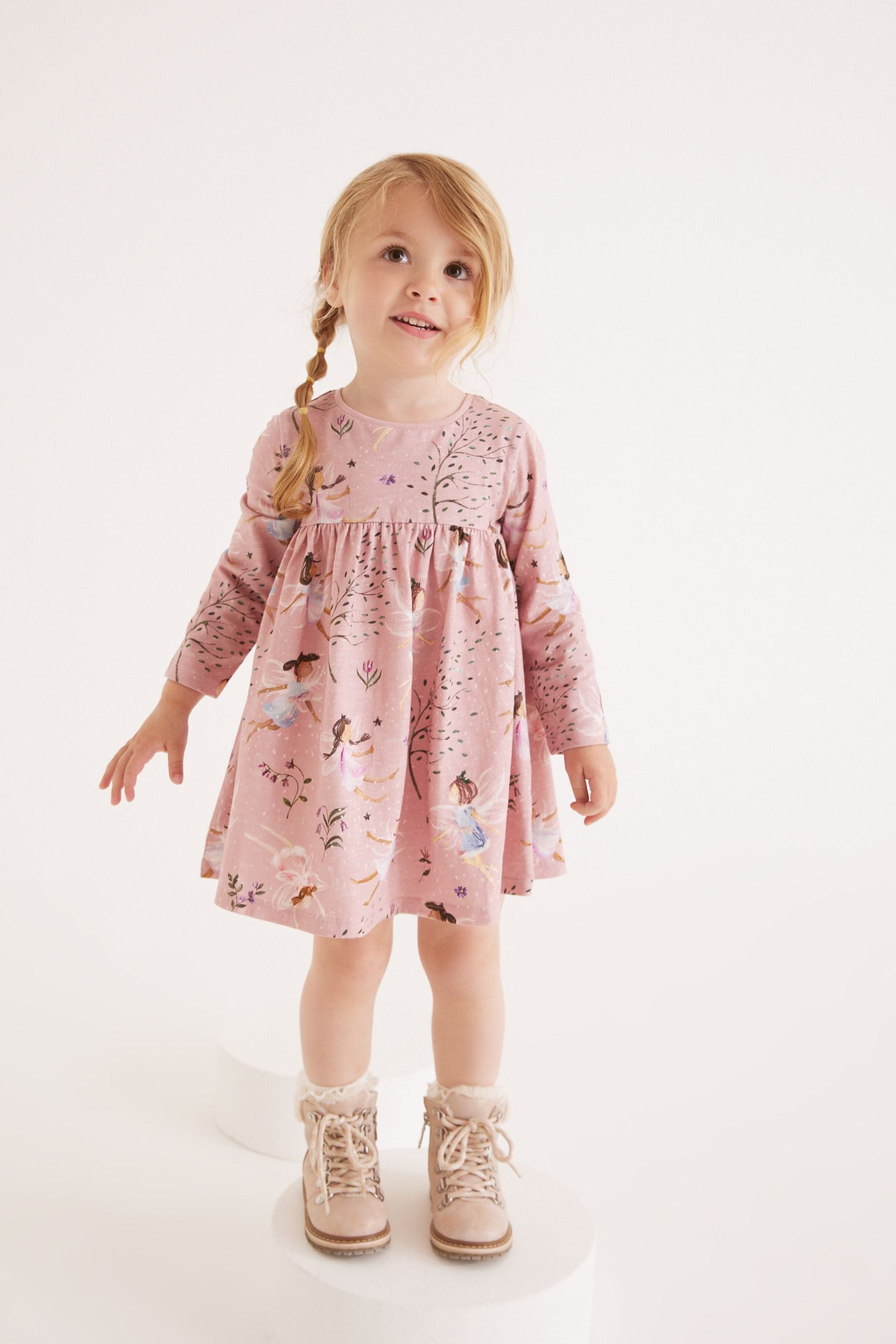 Pink Fairy Long Sleeve Jersey Dress (3mths-7yrs)