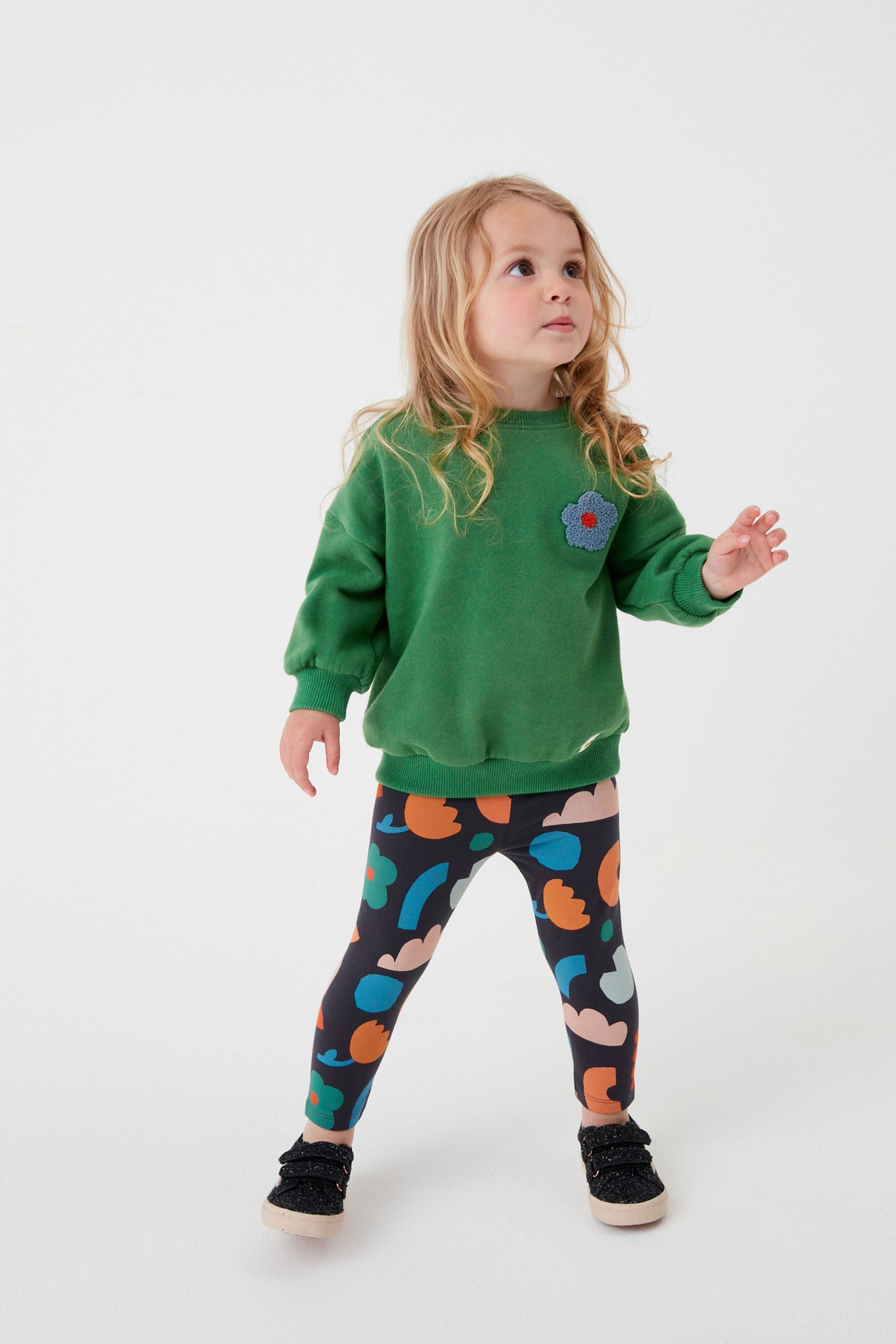 Green Flower Sweatshirt And Leggings Set (3mths-7yrs)