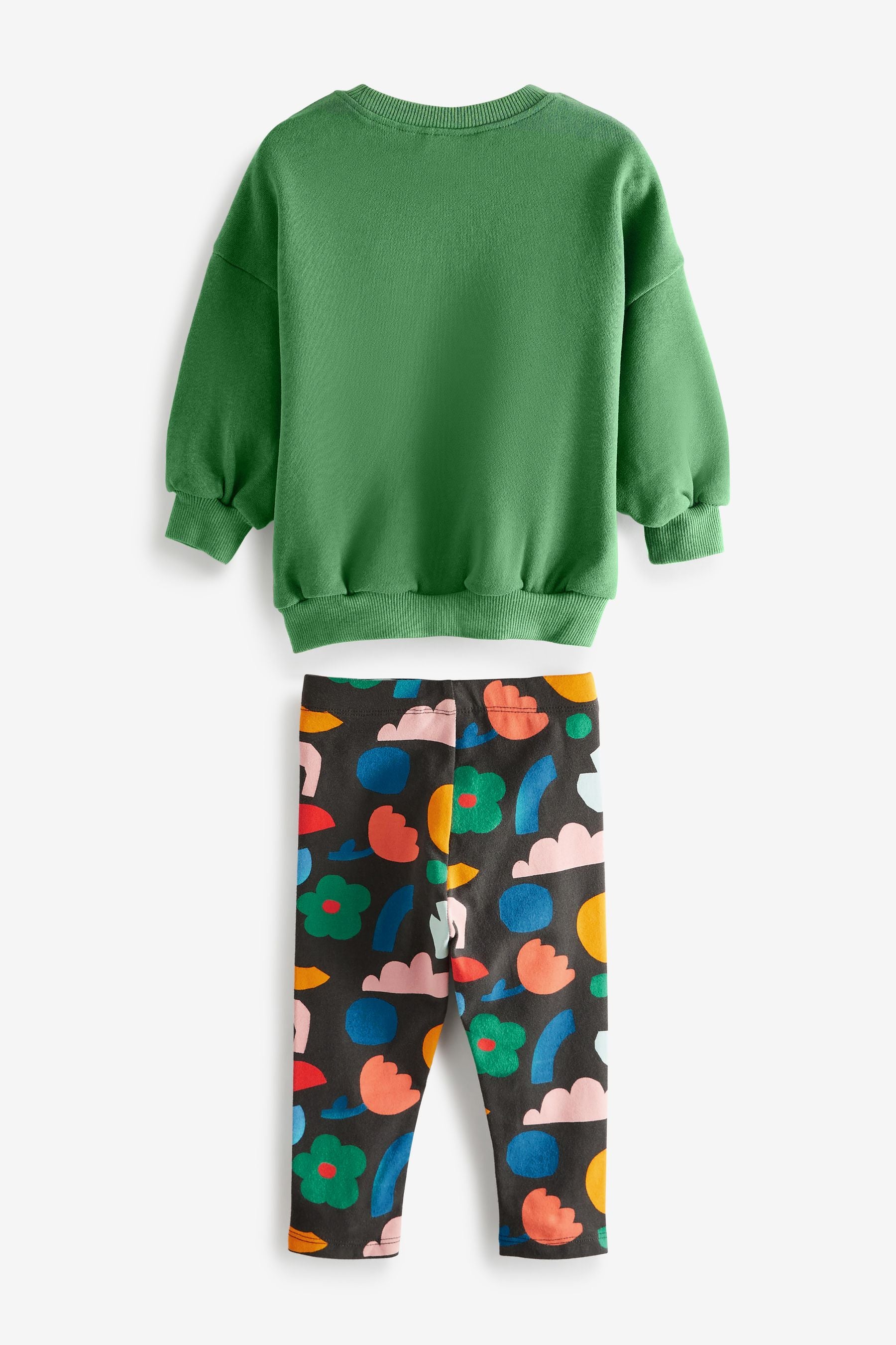 Green Flower Sweatshirt And Leggings Set (3mths-7yrs)