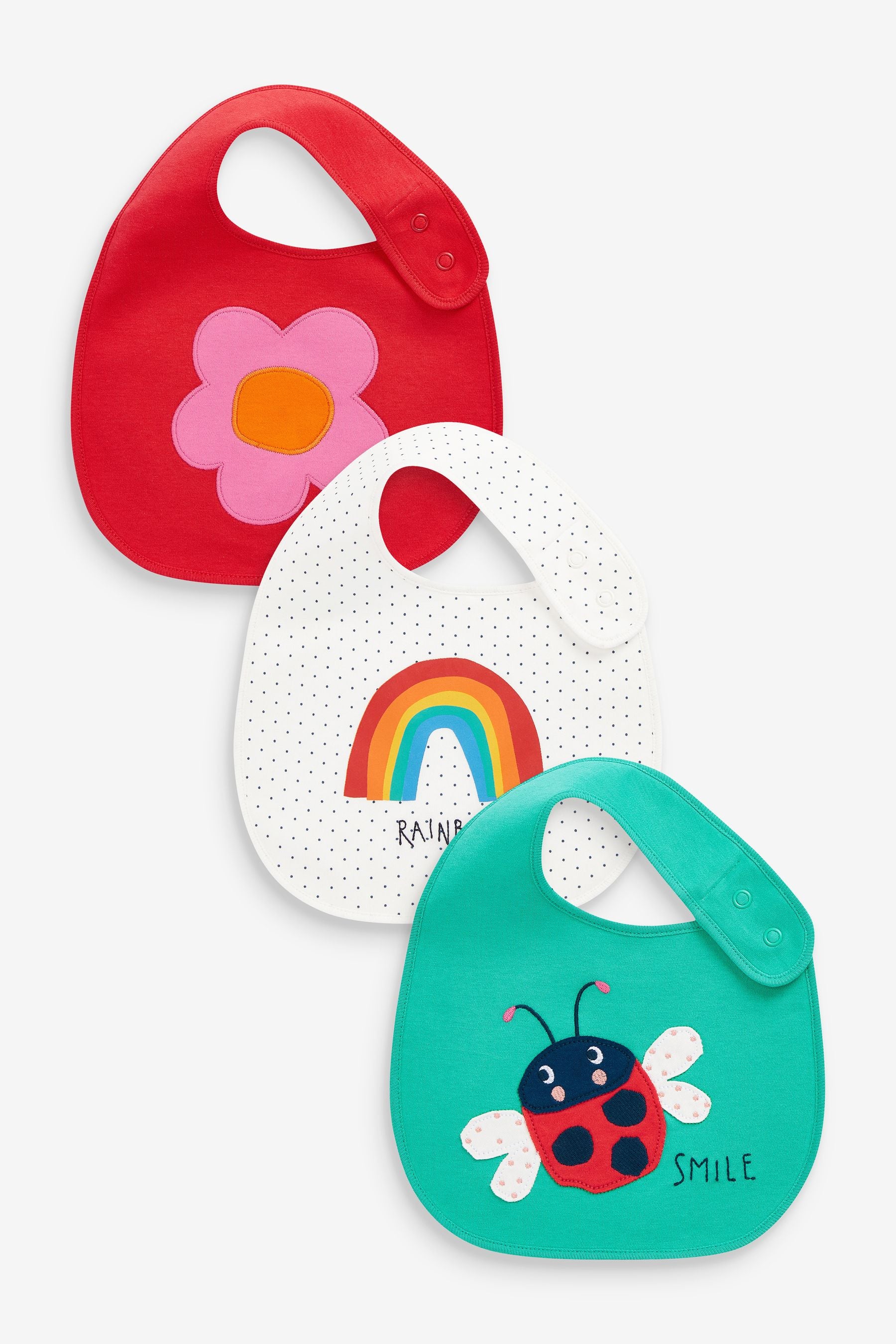 Bright Rainbow Baby Bibs 3 Pack