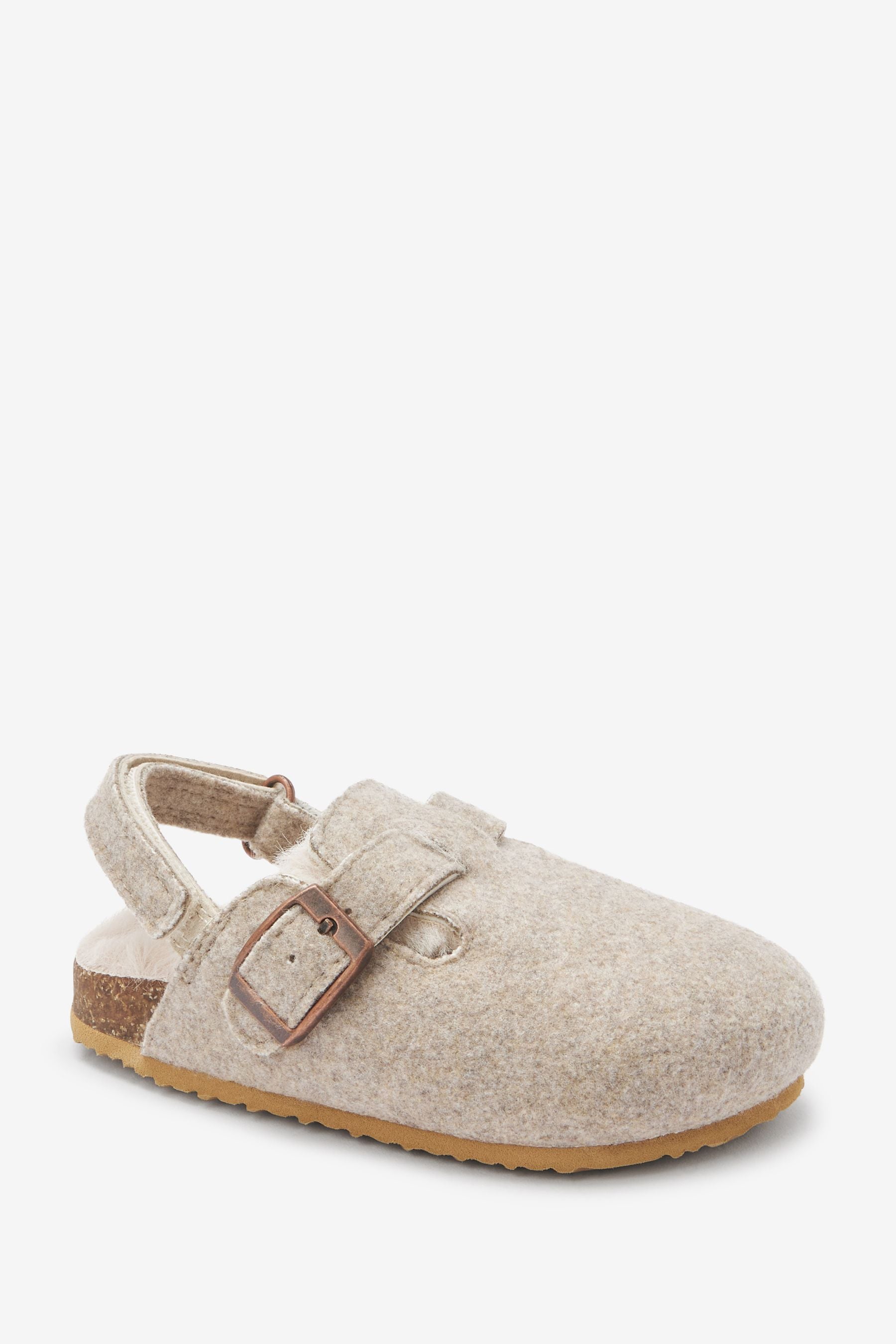 Grey Warm Lined Borg Clog Slippers